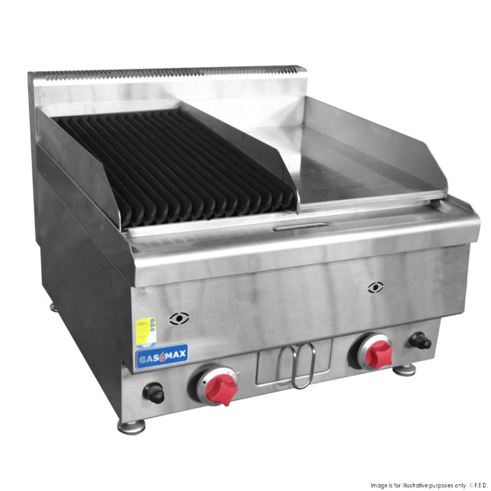 Gasmax JUS-TRGH60ELPG - Benchtop LPG Gas Combo 1/2 Char & 1/2 Griddle