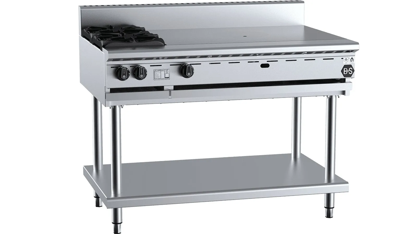 B&S BLACK BT-SB2-TT9 - Combination 2 Open Burners 900mm Target Top On Stand