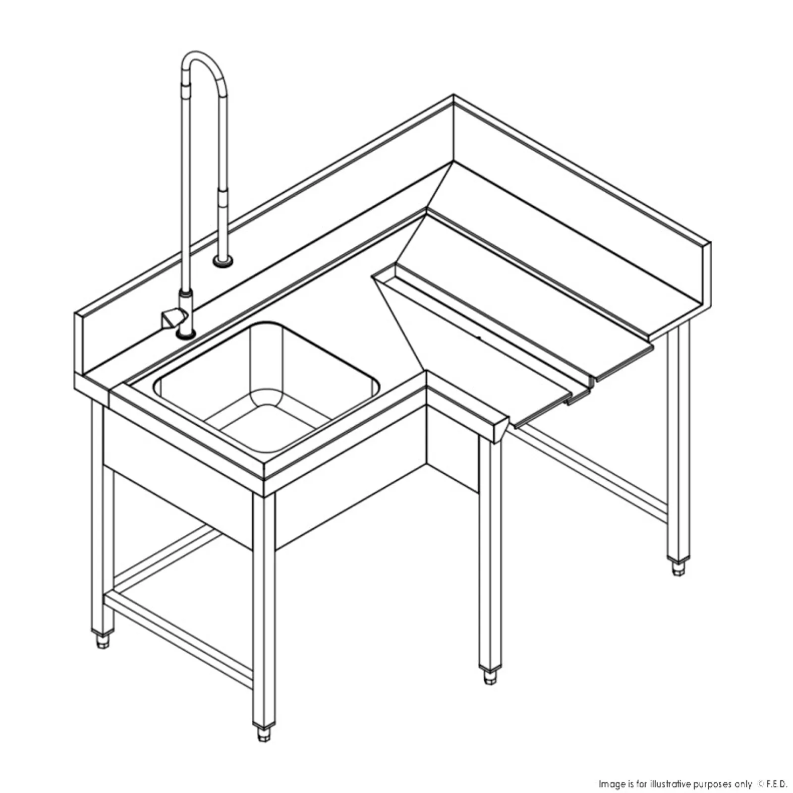 Fagor Professional MCFD-1000I - Pre-Rinsing Sink Bench w/ Introductor of Baskets