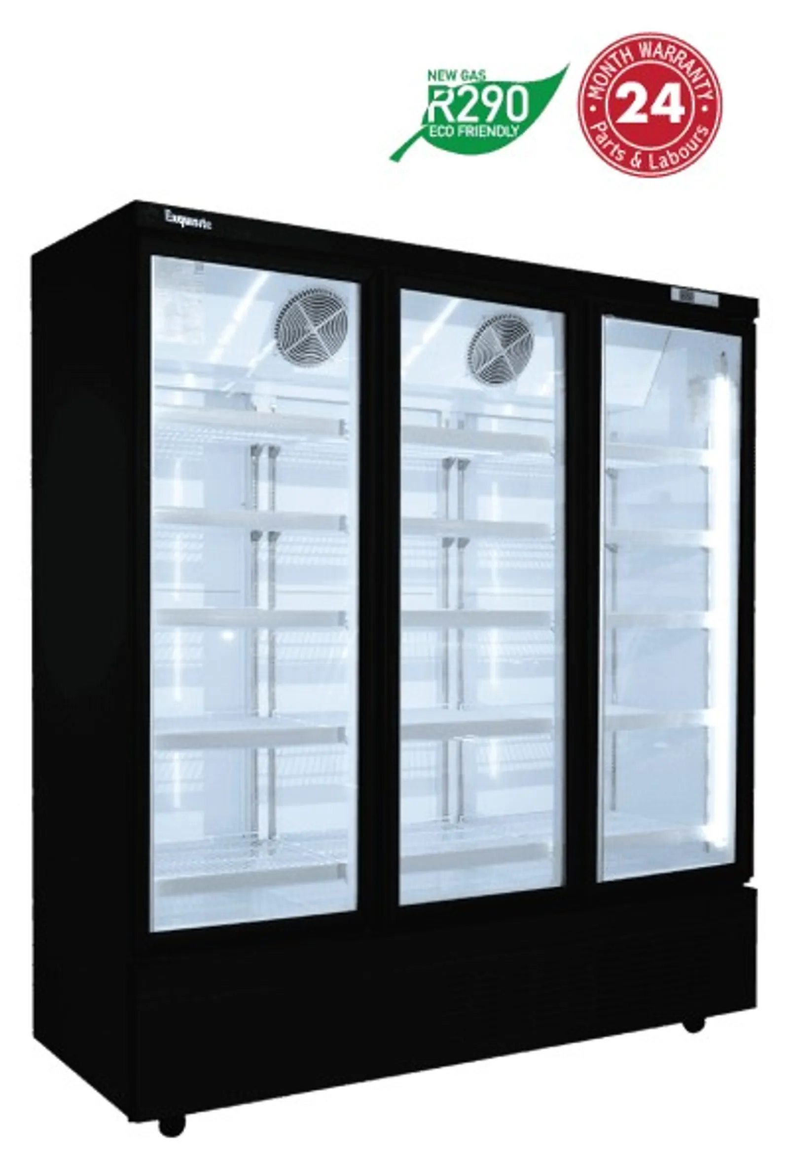 Exquisite SMC1600 - 3 Glass Door Upright Display Fridge
