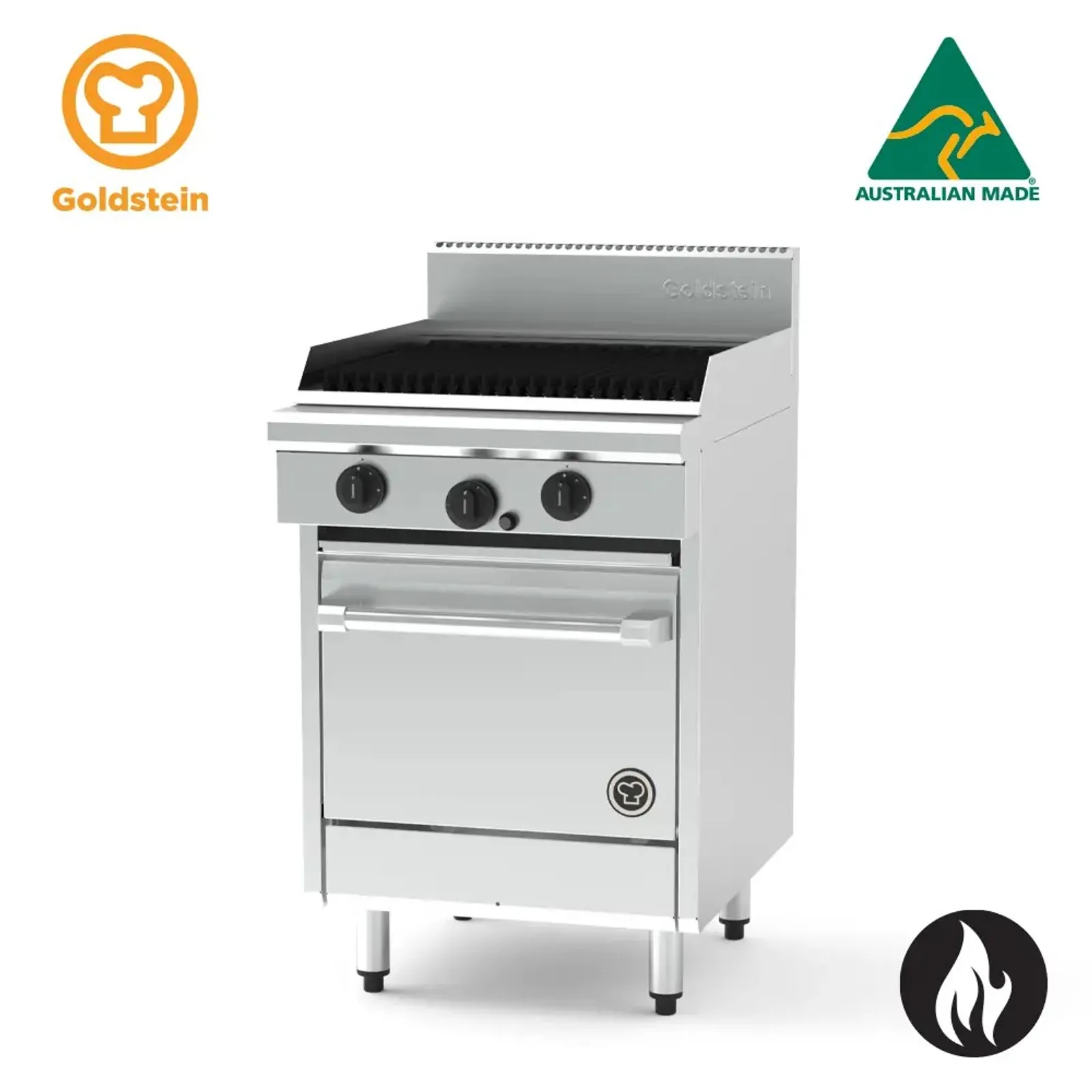 Goldstein PF24Q20EFF-X - 600mm Chargrill with 500mm Electric Fan Forced Oven