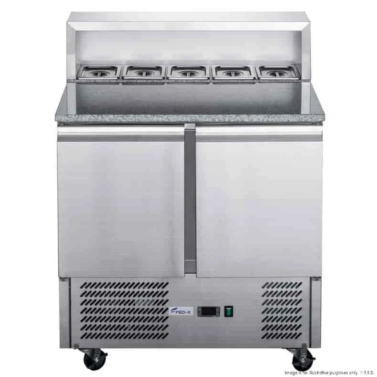 FED-X XGNS900E - Two Door Salad Prep Fridge with Marble Top