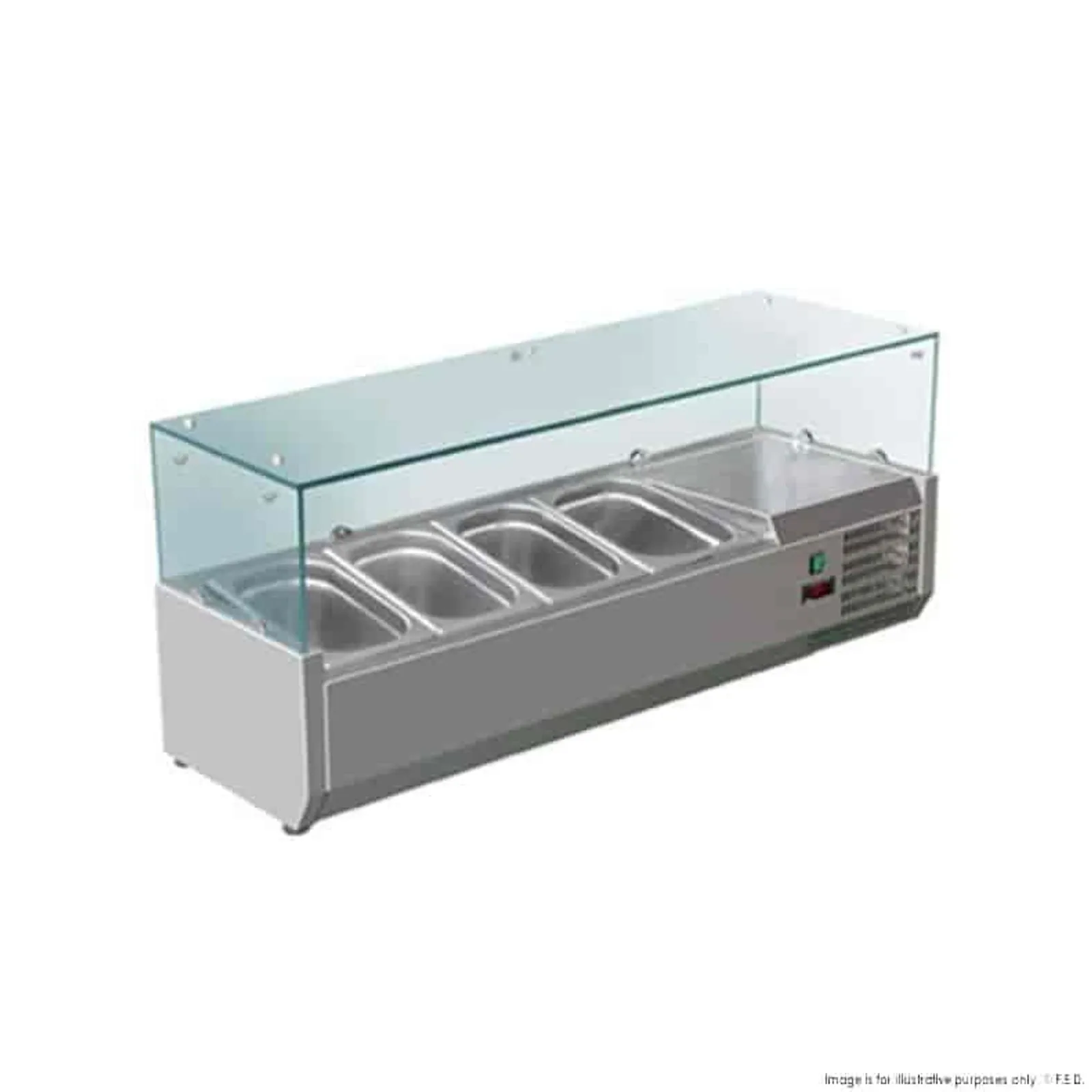 FED-X XVRX1200/380 - Flat Glass Salad Bench 4x1/3GN