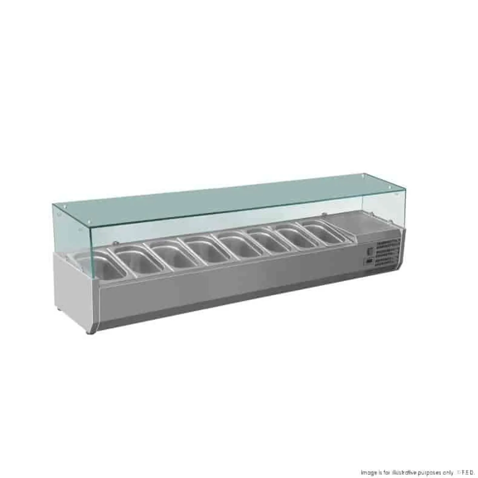 FED-X XVRX1800/380 - Flat Glass Salad Bench 8 x 1/3GN