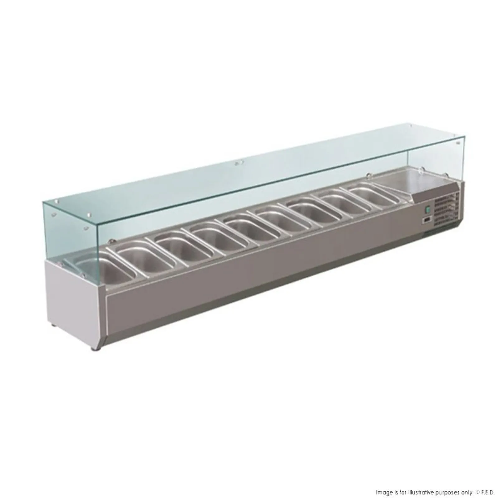 FED-X XVRX2000/380 - Flat Glass Salad Bench 9 x 1/3GN