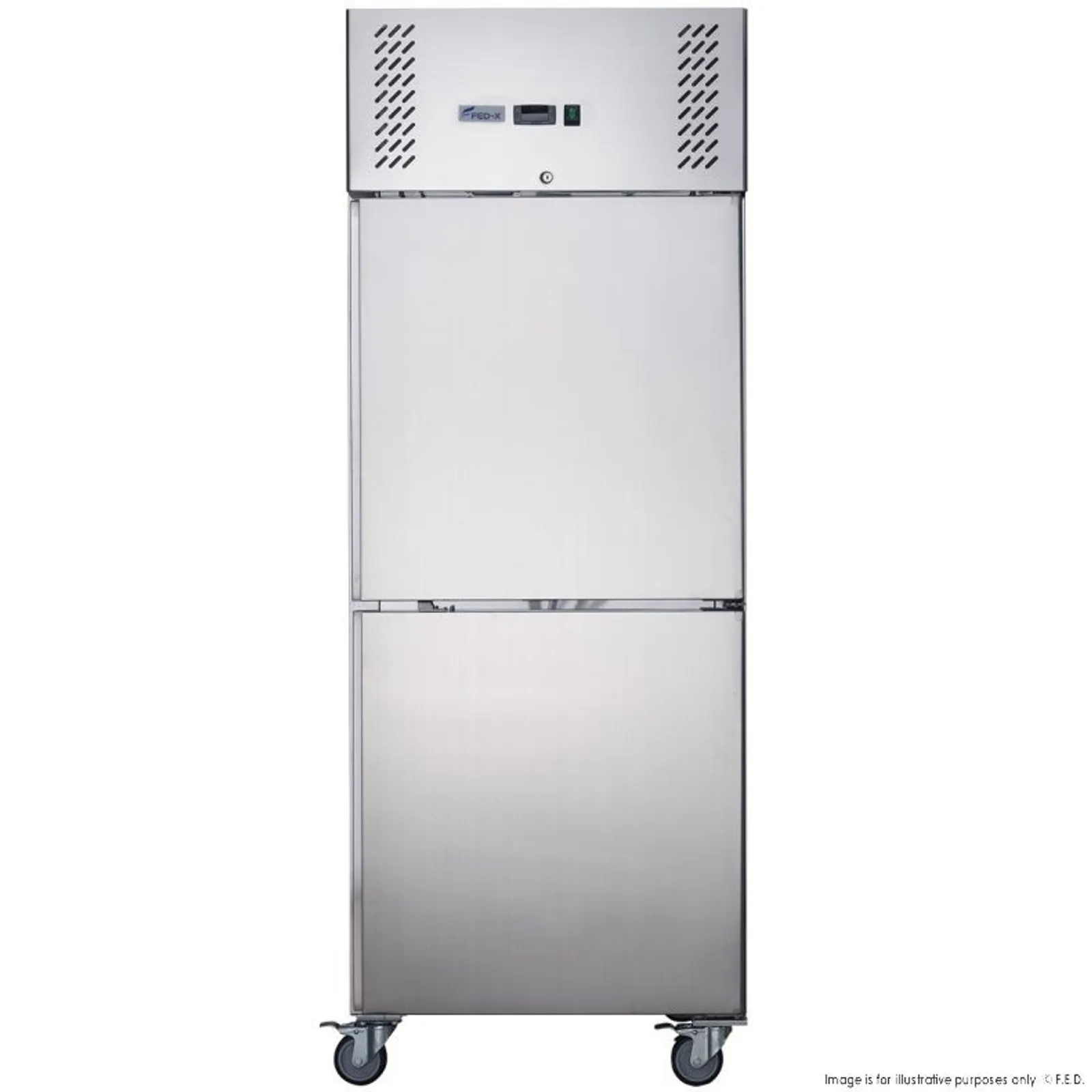 FED-X XURF600S1V - S/S Two half Door Upright Freezer