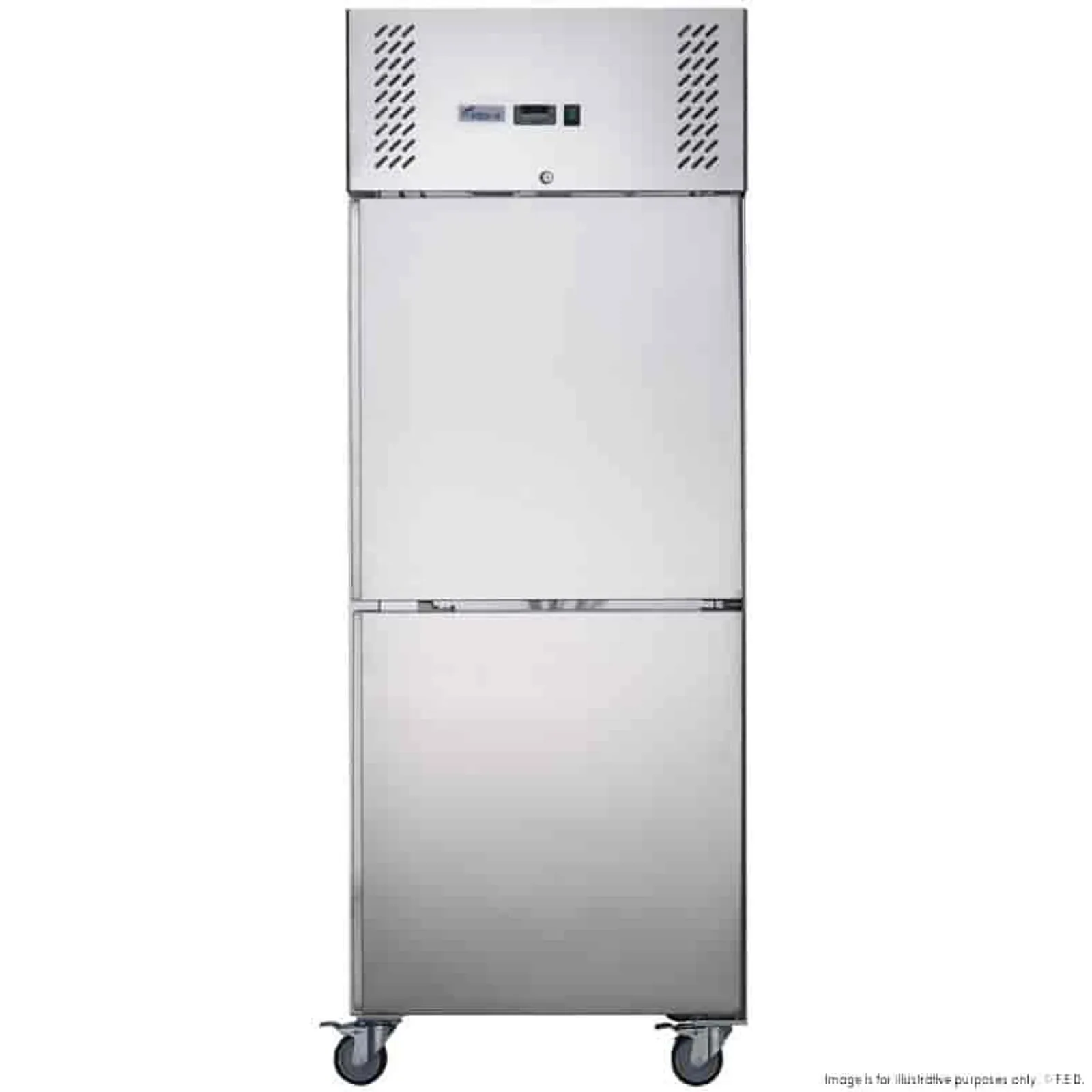 FED-X XURF600S1V - S/S Two half Door Upright Freezer