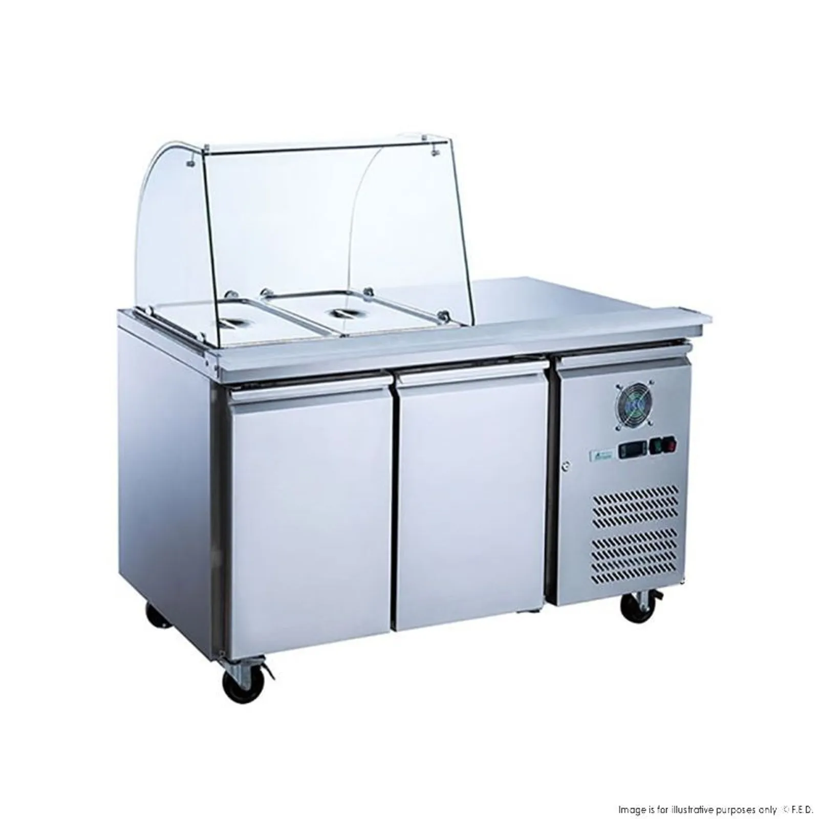 FED-X XTHP2100SALGC - Two Door Salad Prep Fridge with Curve Glass Top