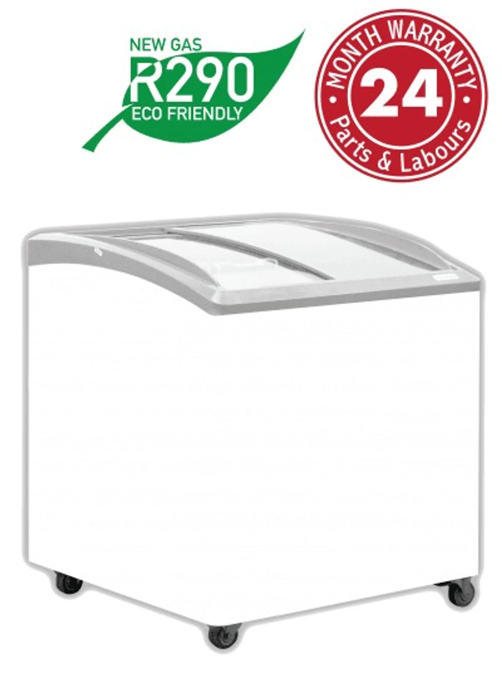 Exquisite SD235K - Curved Glass Display Chest Freezers with LED Light