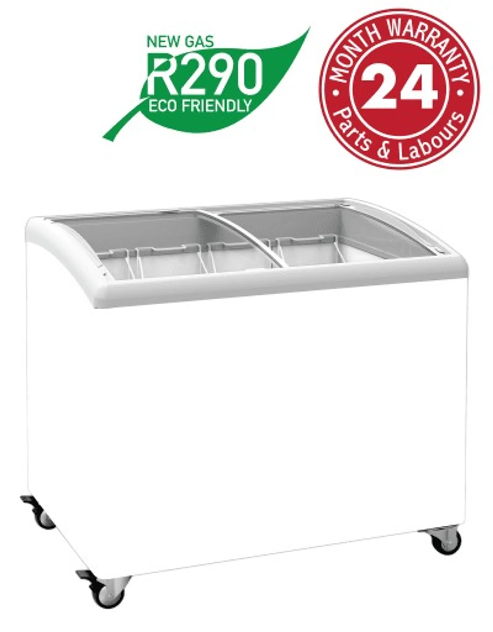 Exquisite SD300 - Curved Glass Display Chest Freezers with LED Light