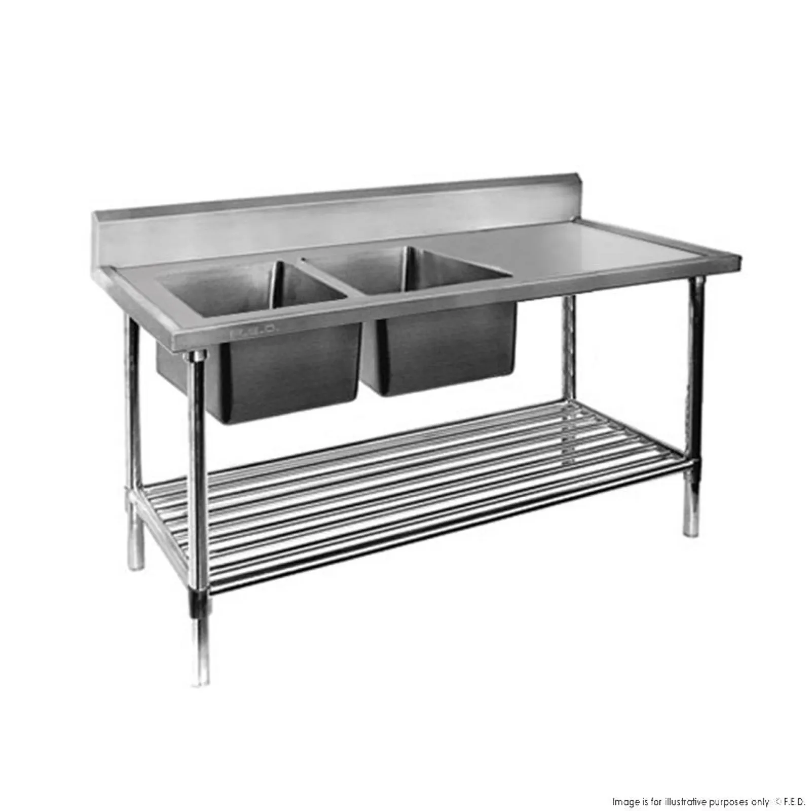 Modular Systems DSB7-2400L/A - Double Left Sink Bench with Pot Undershelf