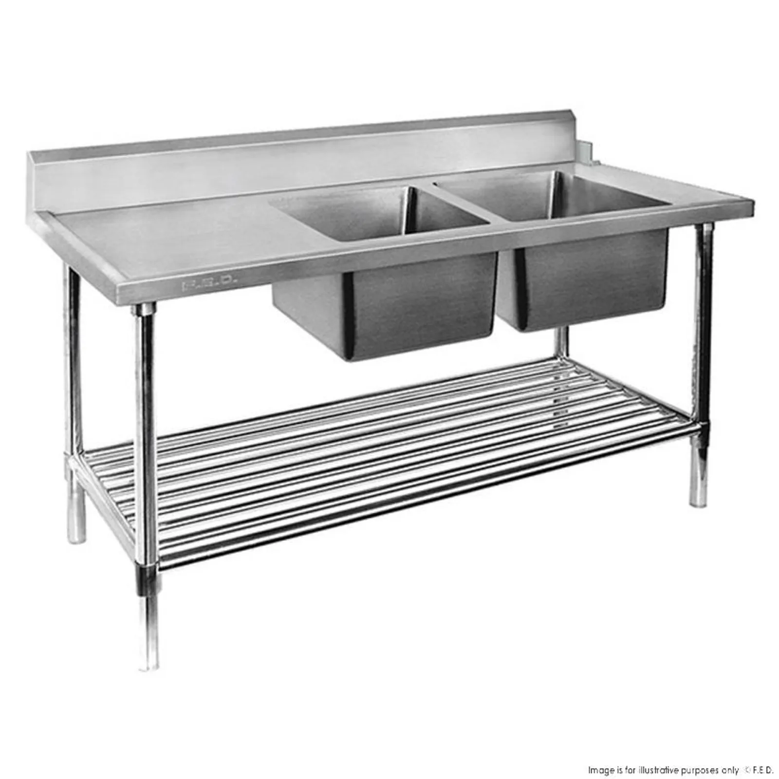 Modular Systems DSBD7-1500R/A - Right Inlet Double Sink Dishwasher Bench