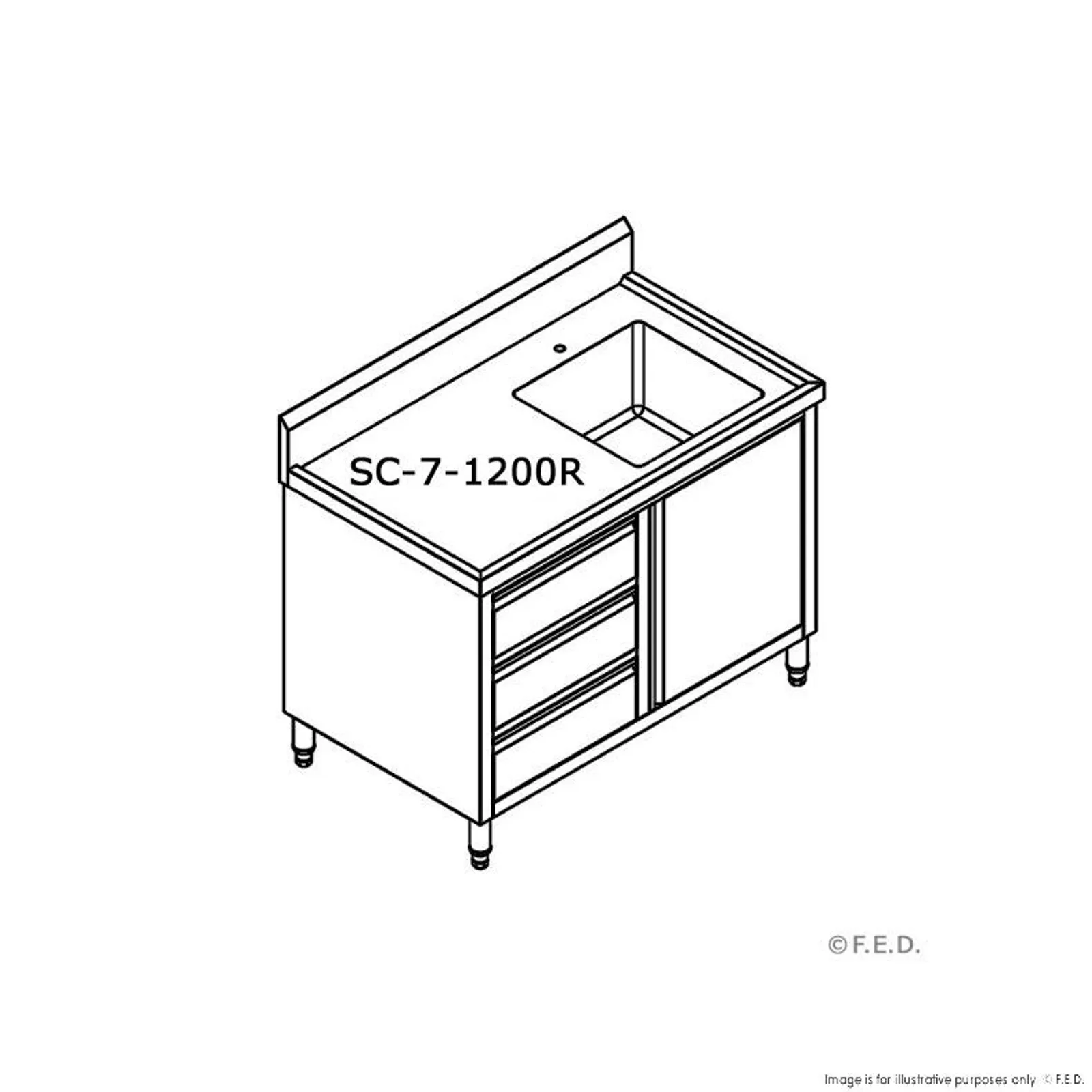 Modular Systems SC-7-1200R-H- CABINET WITH RIGHT SINK