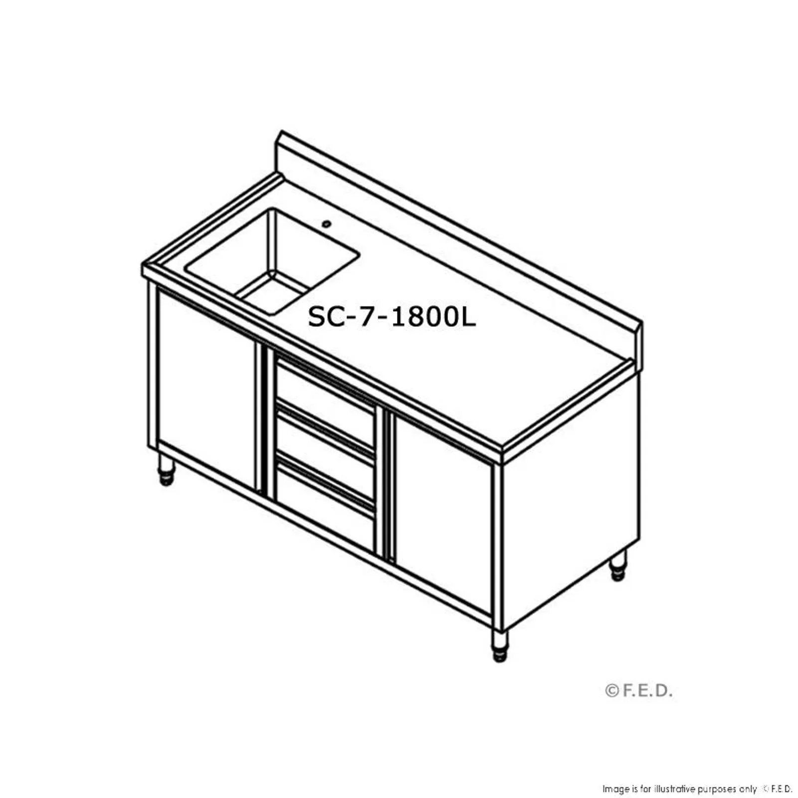 Modular Systems SC-7-1800L-H - CABINET WITH LEFT SINK