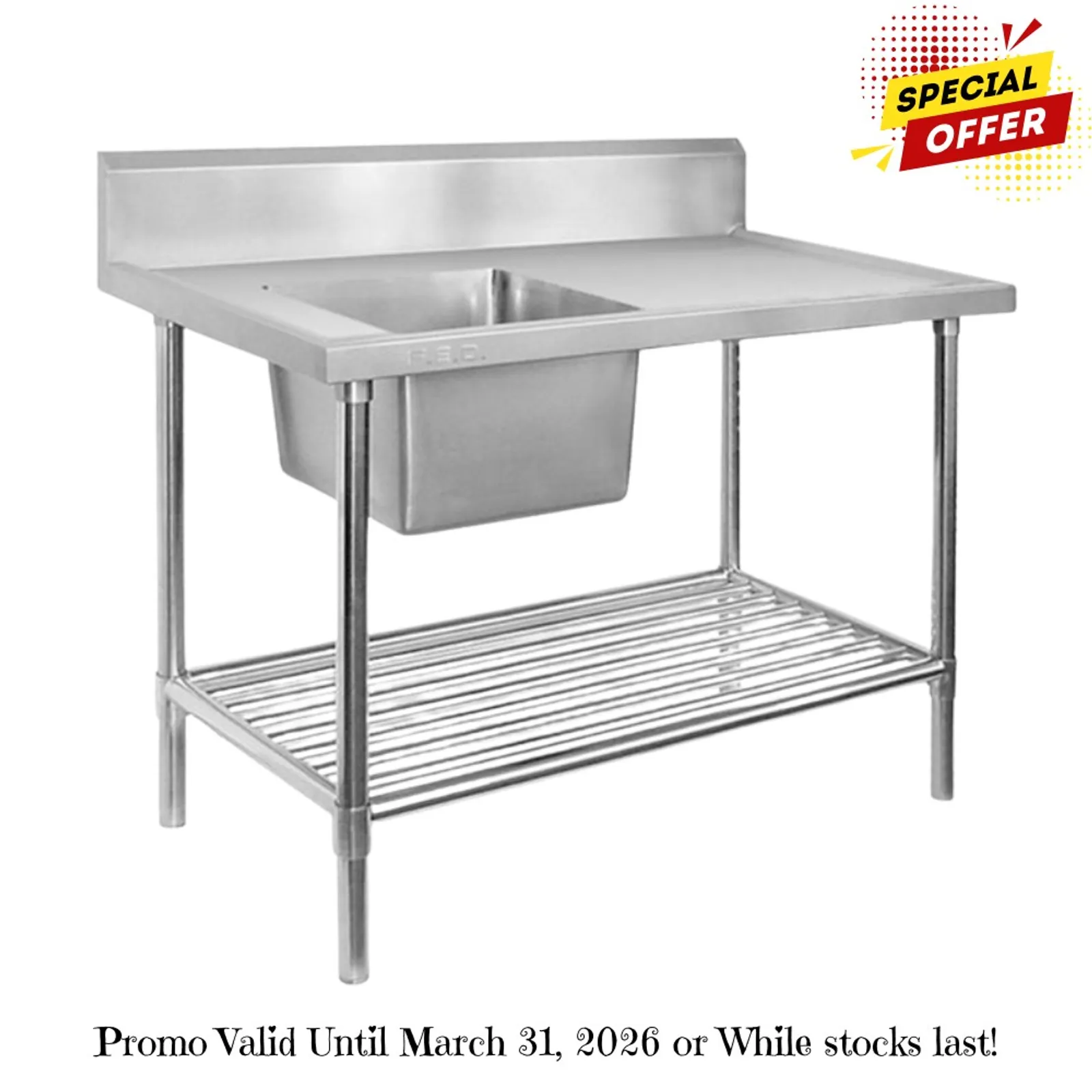 Modular Systems SSB6-1500L/A - Single Left Sink Bench with Pot Undershelf