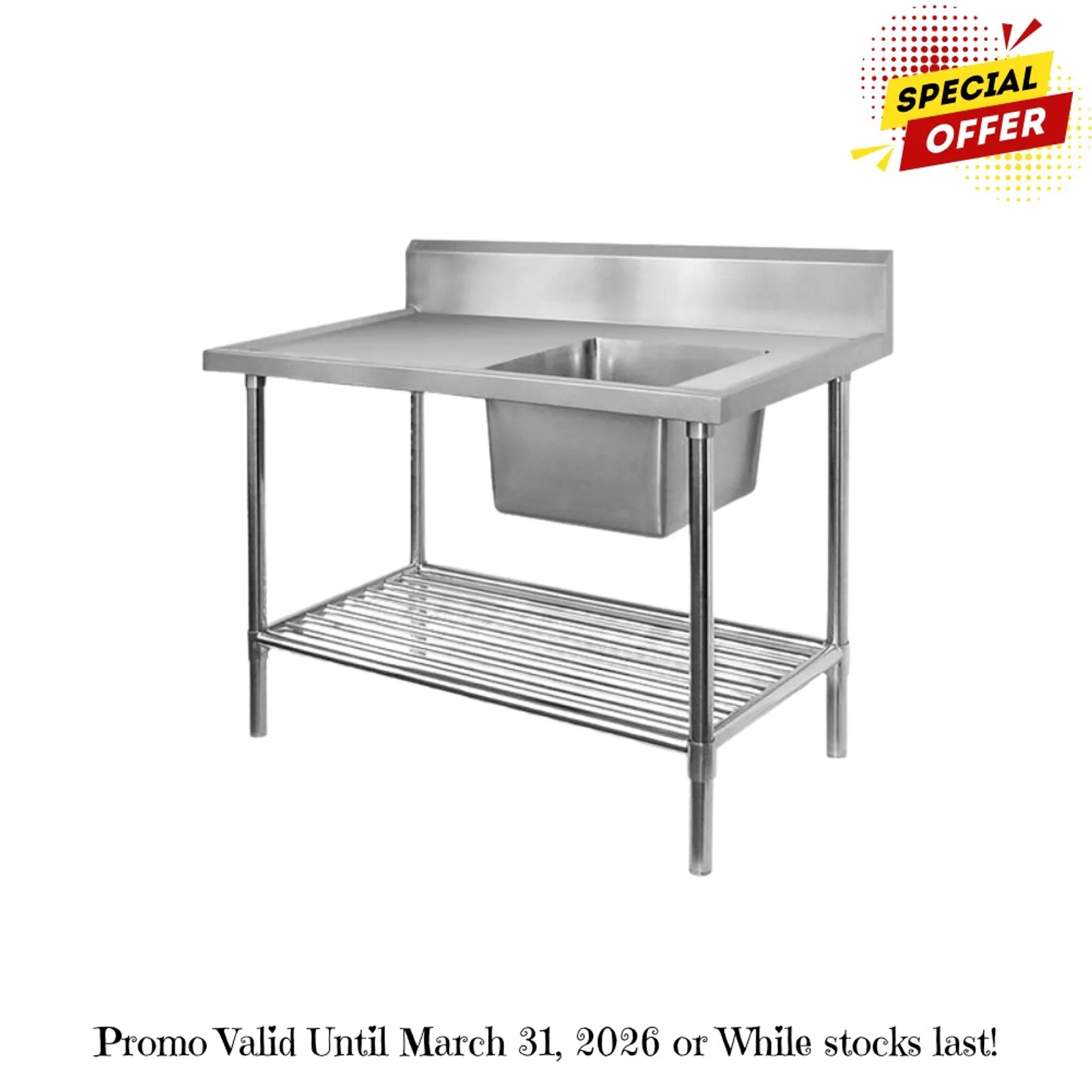 Modular Systems SSB6-1500R/A - Single Right Sink Bench with Pot Undershelf