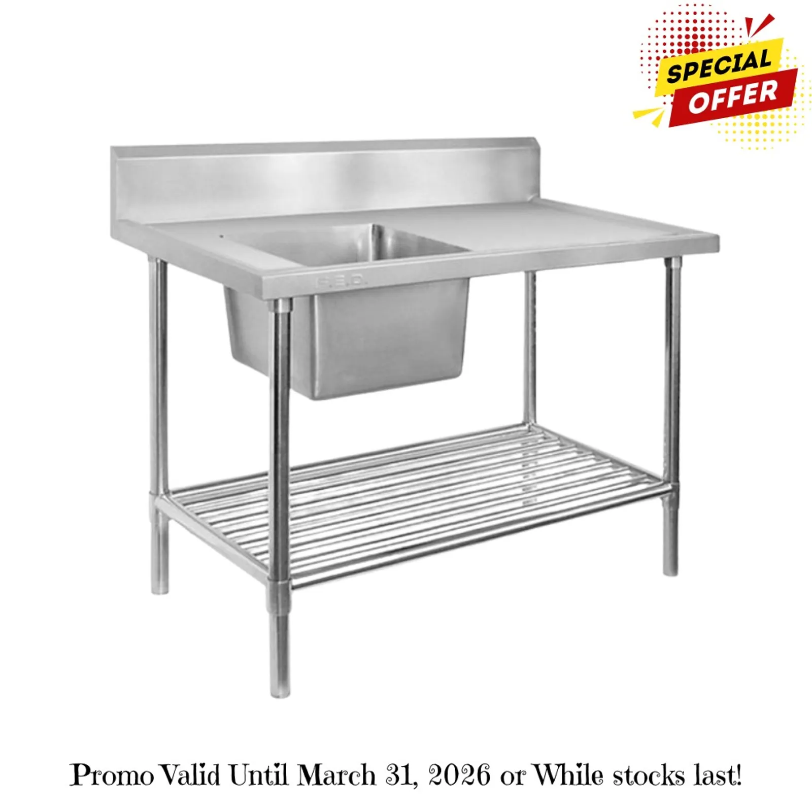 Modular Systems SSB6-1800L/A - Single Left Sink Bench with Pot Undershelf