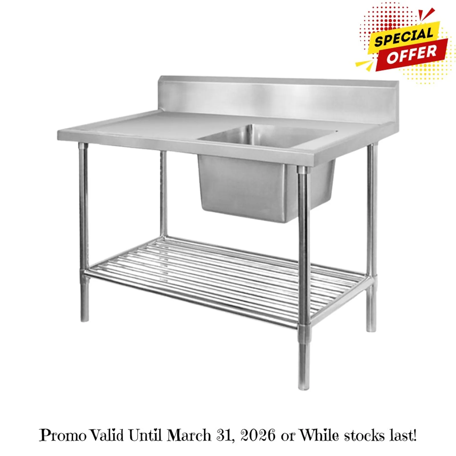Modular Systems SSB6-1800R/A - Single Right Sink Bench with Pot Undershelf