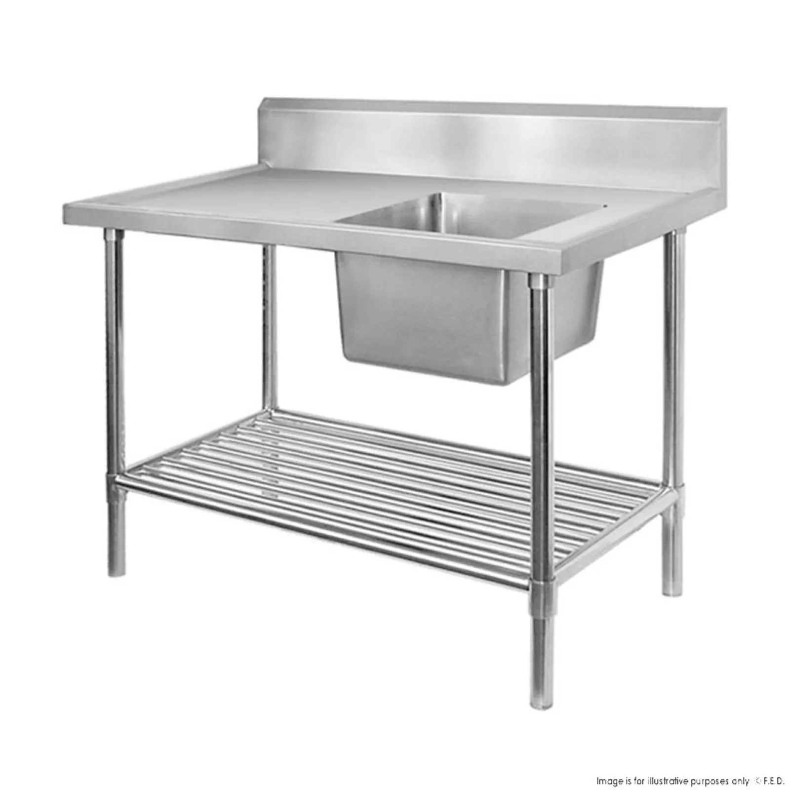 Modular Systems SSB6-2400R/A - Single Right Sink Bench with Pot Undershelf