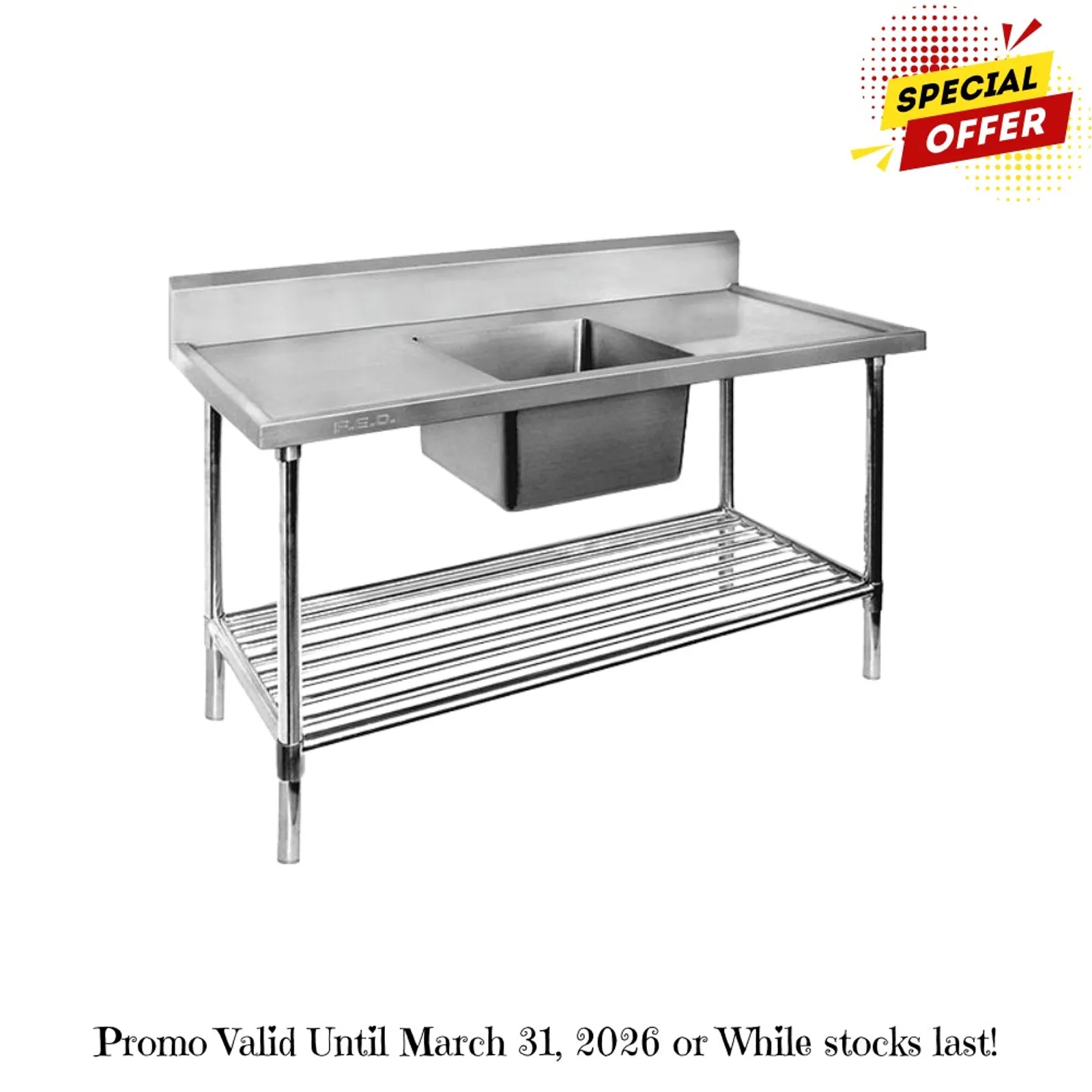 Modular Systems SSB7-1200C/A - Single Centre Sink Bench & Pot Undershelf