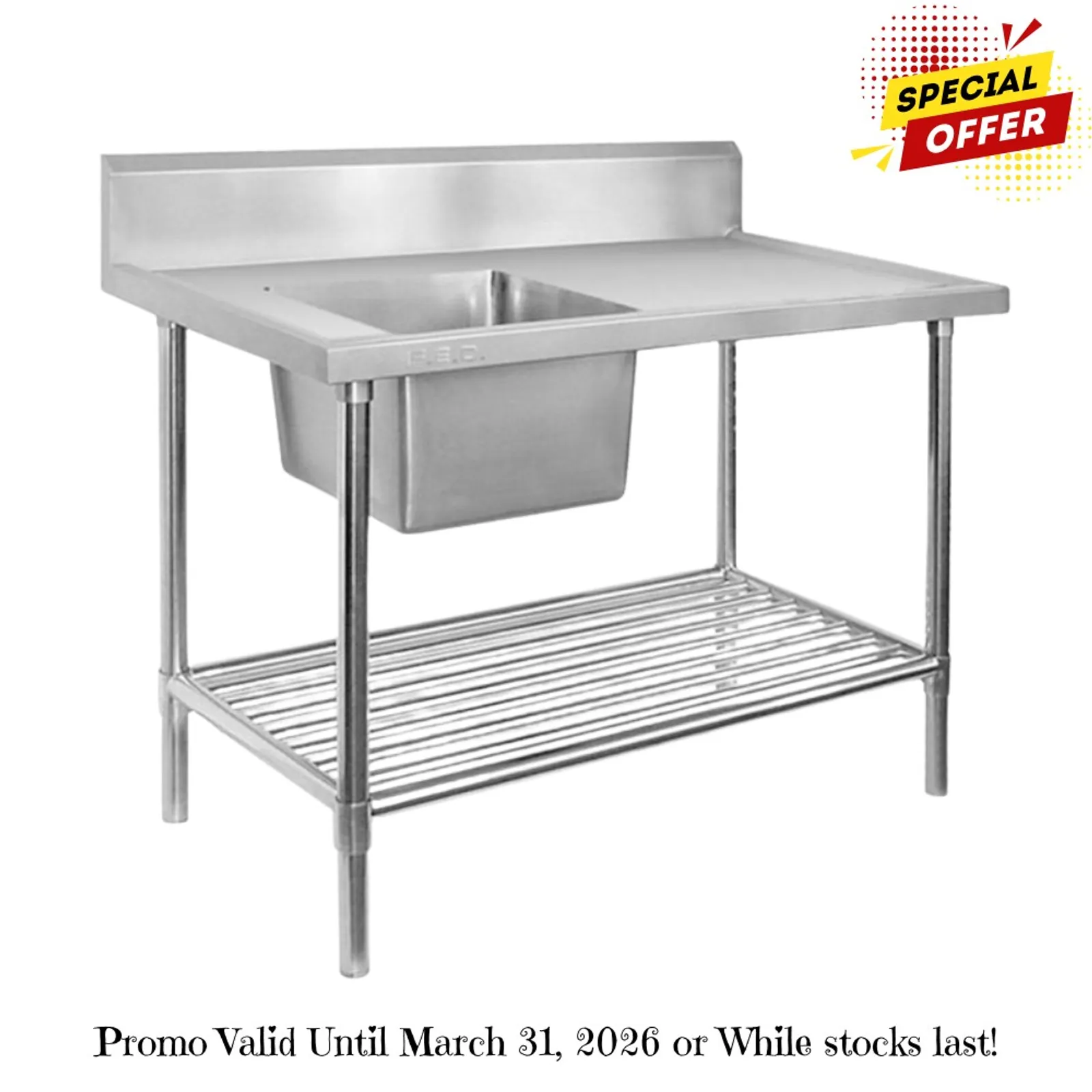 Modular Systems SSB7-1500L/A - Single Left Sink Bench with Pot Undershelf