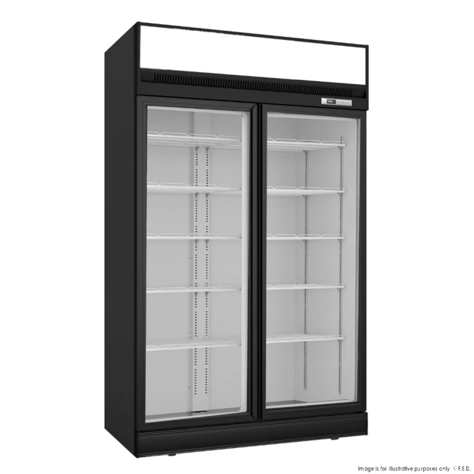 Thermaster LG-1006DF - Black Upright Double Glass Door Freezer