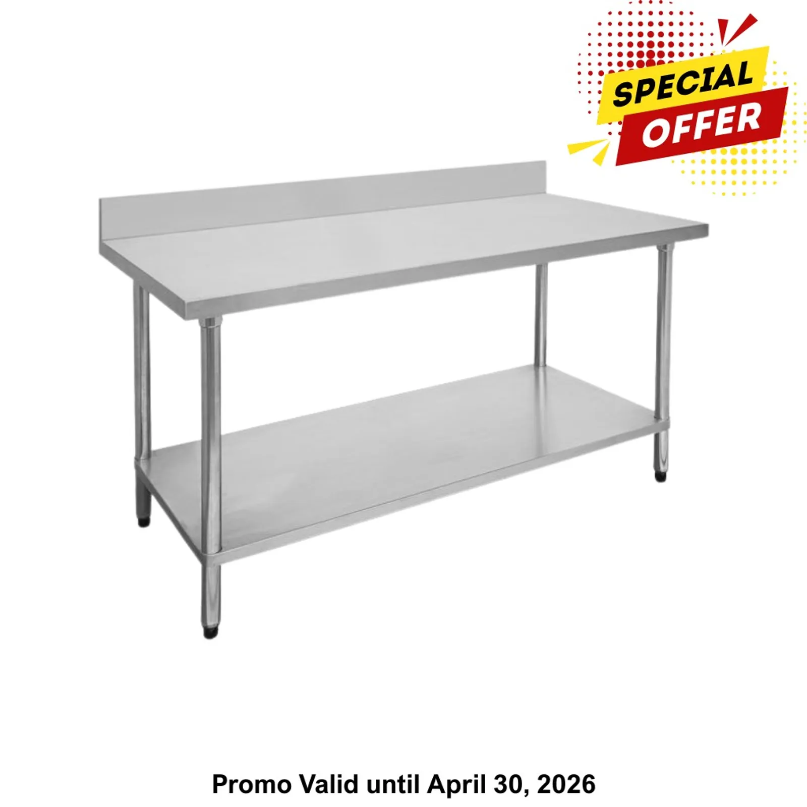 Modular Systems 0450-7-WBB - Economic 304 Grade Stainless Steel Table with splashback 450x700x900