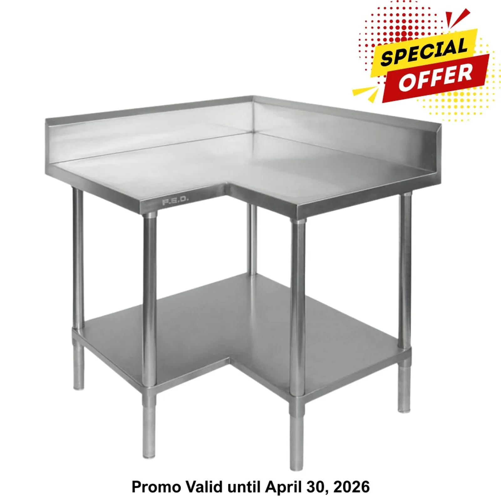 Modular System 0900-6-WBCB - Economic Corner Workbench,100mm Splashback & Undershelf