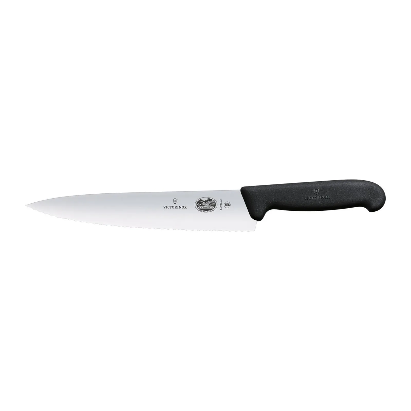 Victorinox 5.2033.22 - Cooks Carving Knife, 22cm, Wavy Edge, Fibrox - Black