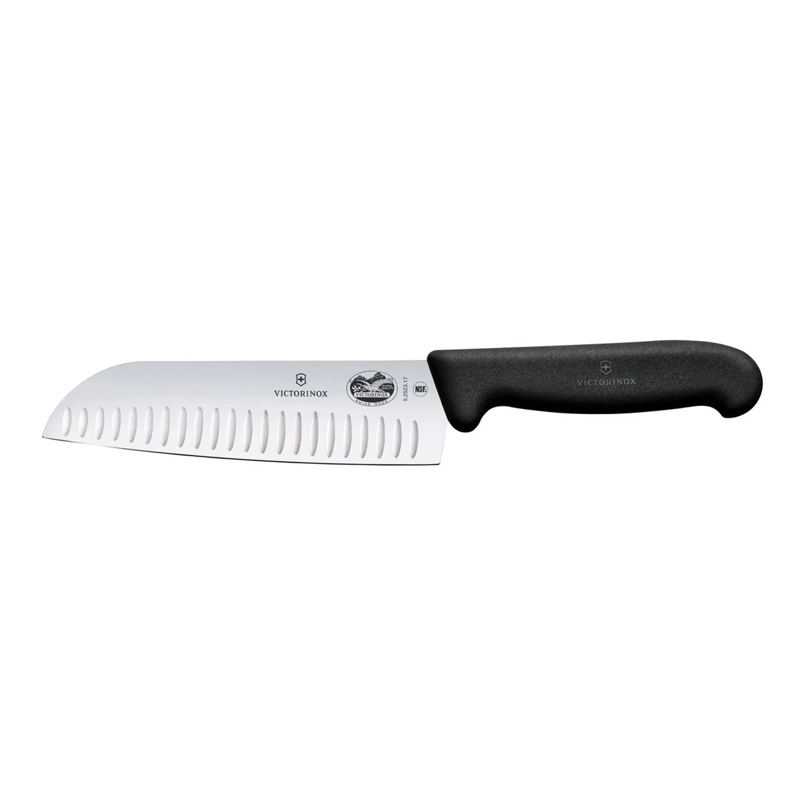 Victorinox 5.2523.17 - Santoku Knife, 17cm, Fluted Edge, Fibrox - Black