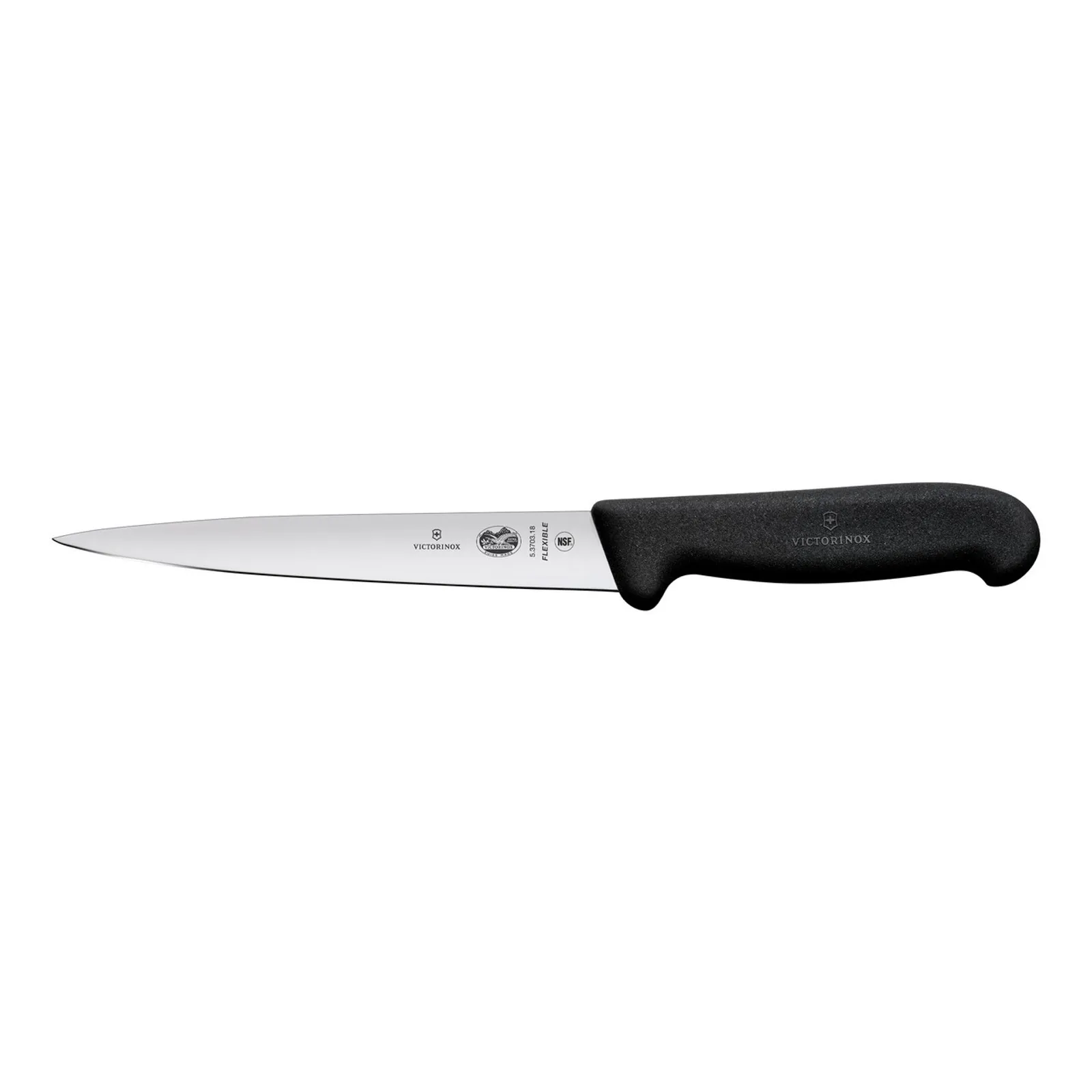 Victorinox 5.3703.18 - Filleting Knife, 18cm Flexible Blade, Fibrox - Black