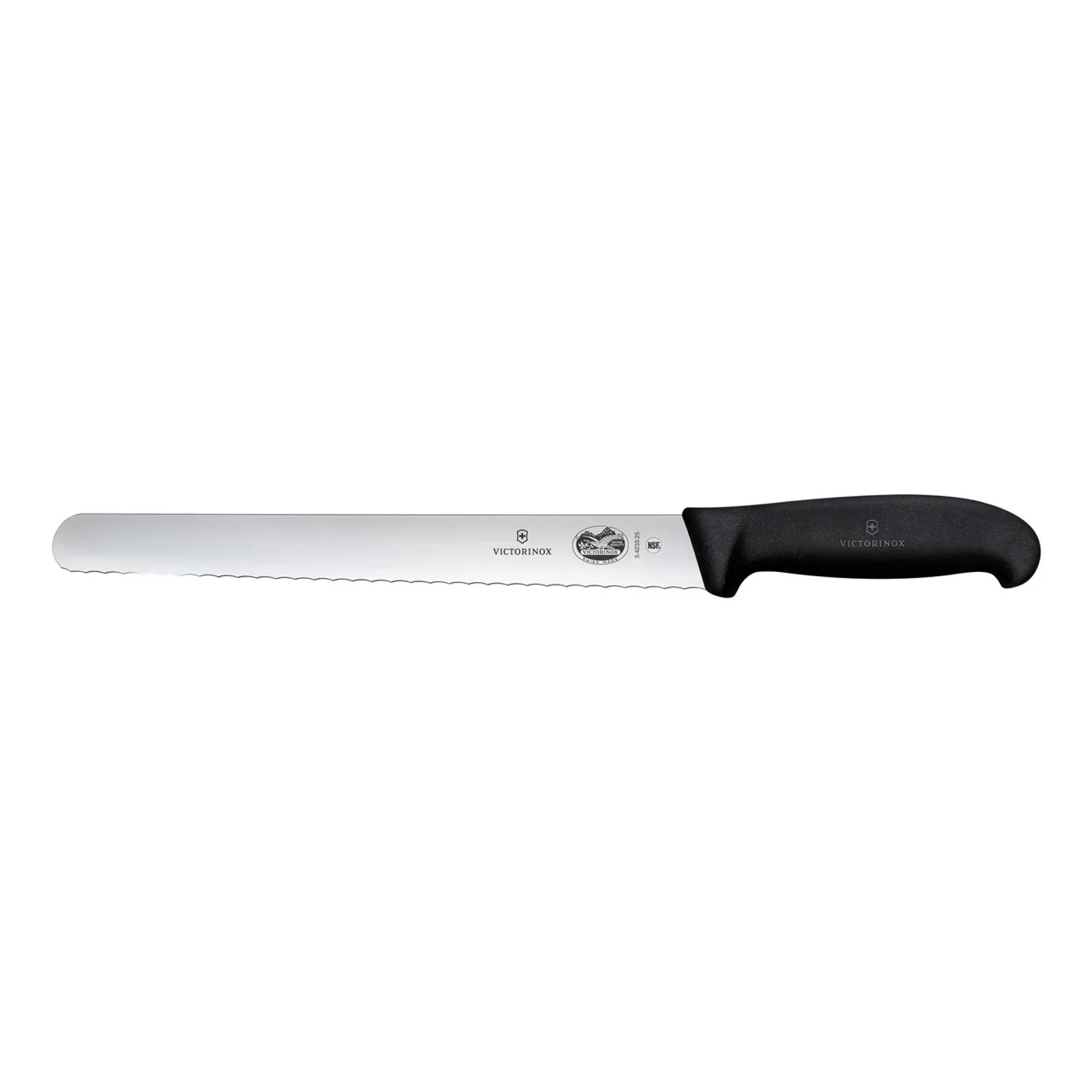 Victorinox 5.4233.25 - Slicing Knife, 25cm Round Wavy Edge, Fibrox - Black