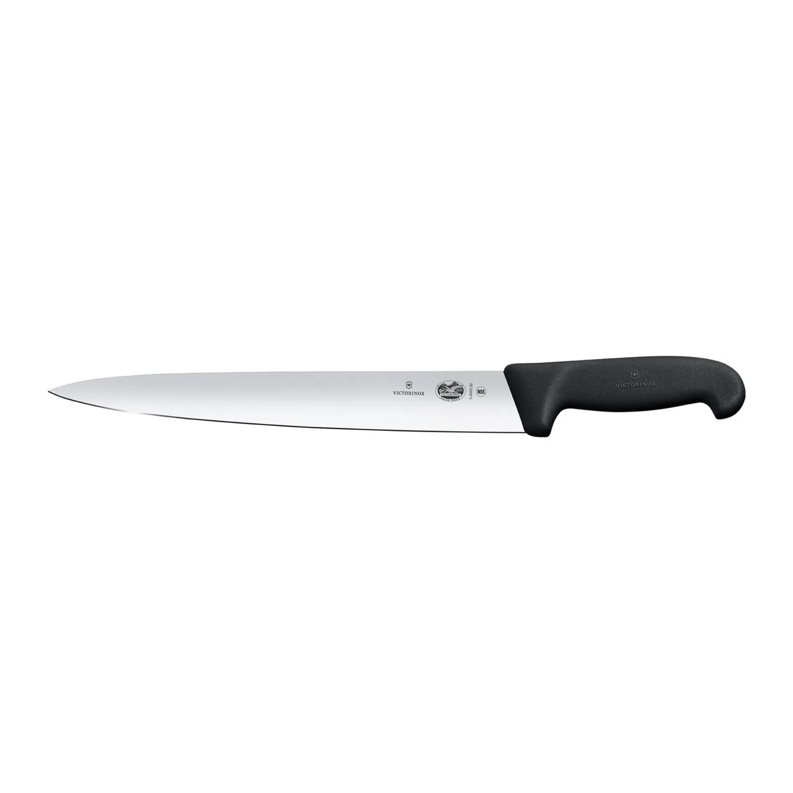 Victorinox 5.4503.25 - Slicing Knife, 25cm Pointed Tip Wide Blade, Fibrox - Black