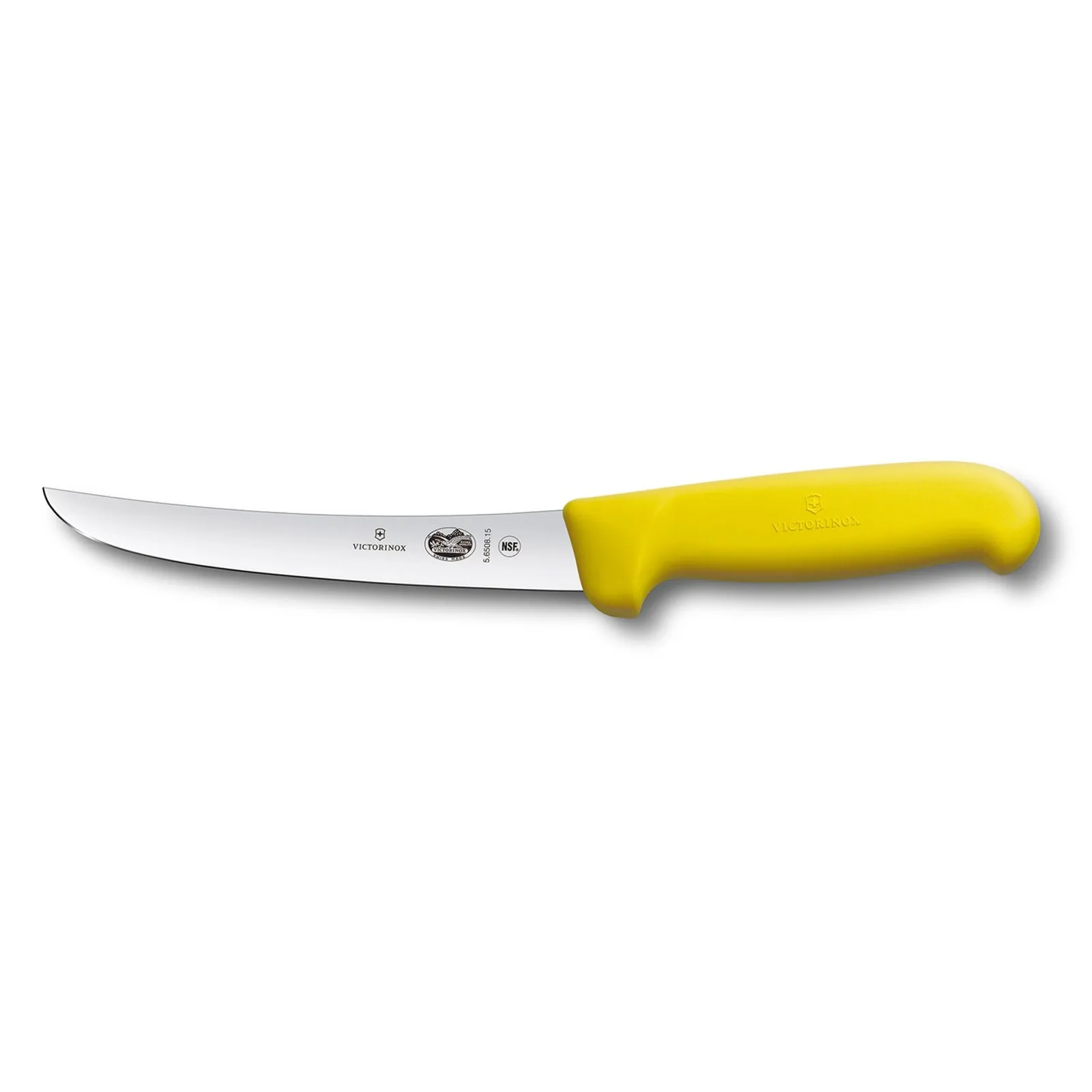 Victorinox 5.6508.15 - Boning Knife, 15cm Curved, Wide Blade, Fibrox - Yellow