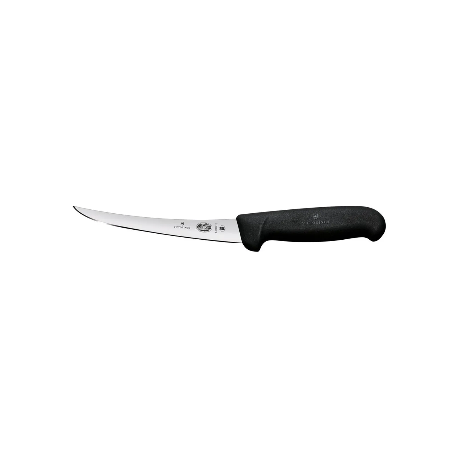 Victorinox 5.6603.12 - Boning Knife, 12cm Curved, Narrow Blade, Fibrox - Black