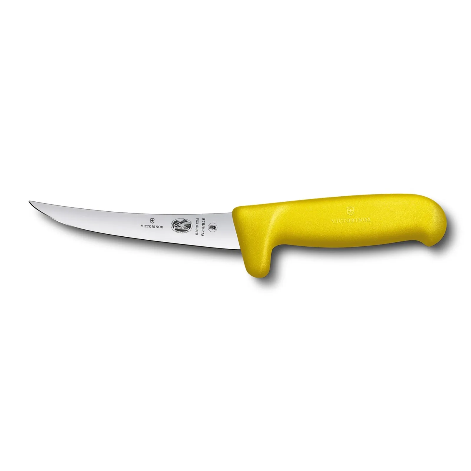 Victorinox 5.6618.12M - Boning Knife, 12cm Curved, Safety Grip,  Fibrox Yellow
