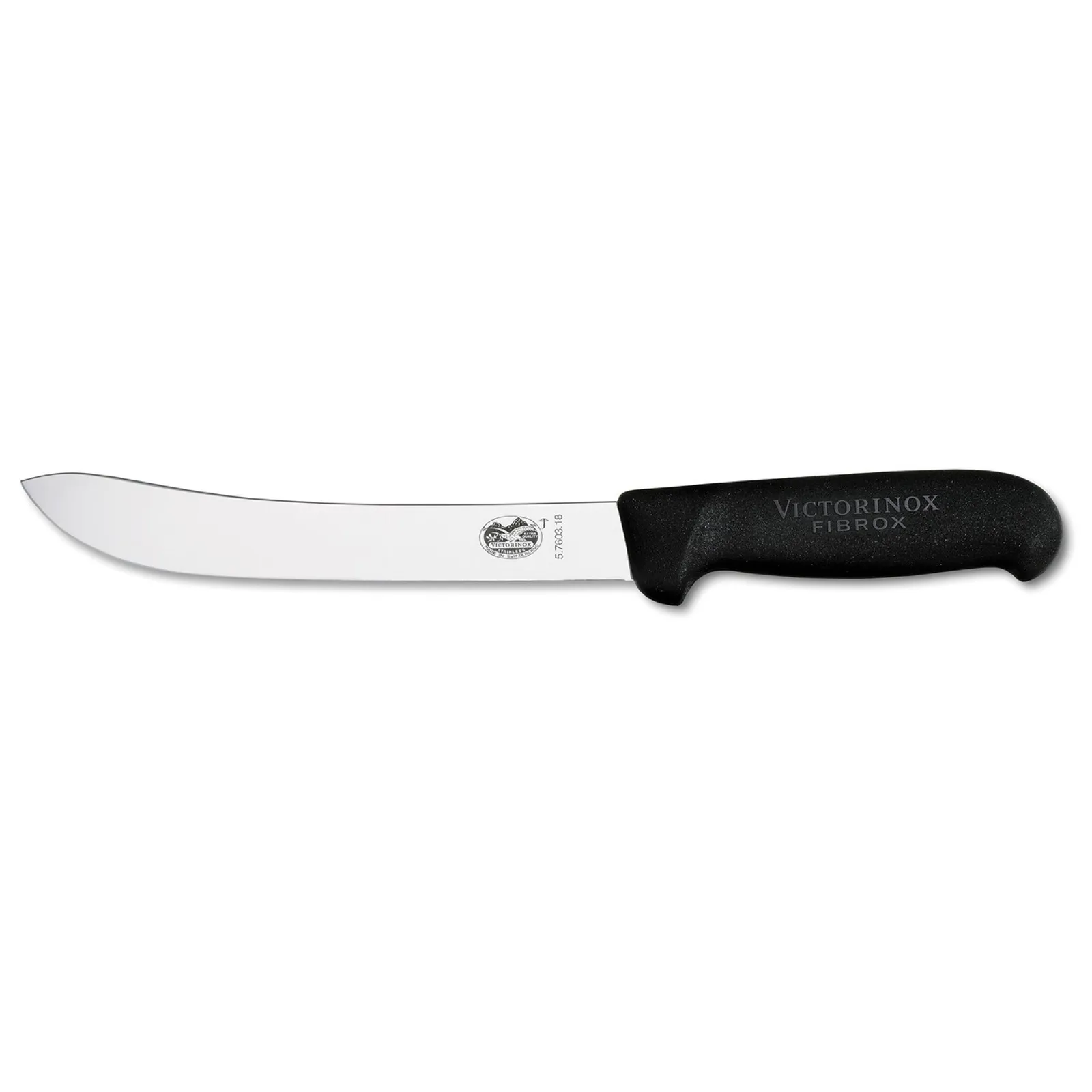 Victorinox 5.7603.18L - Butchers Knife, 18cm Safety Nose, Heavy Stiff Blade, Fibrox Black
