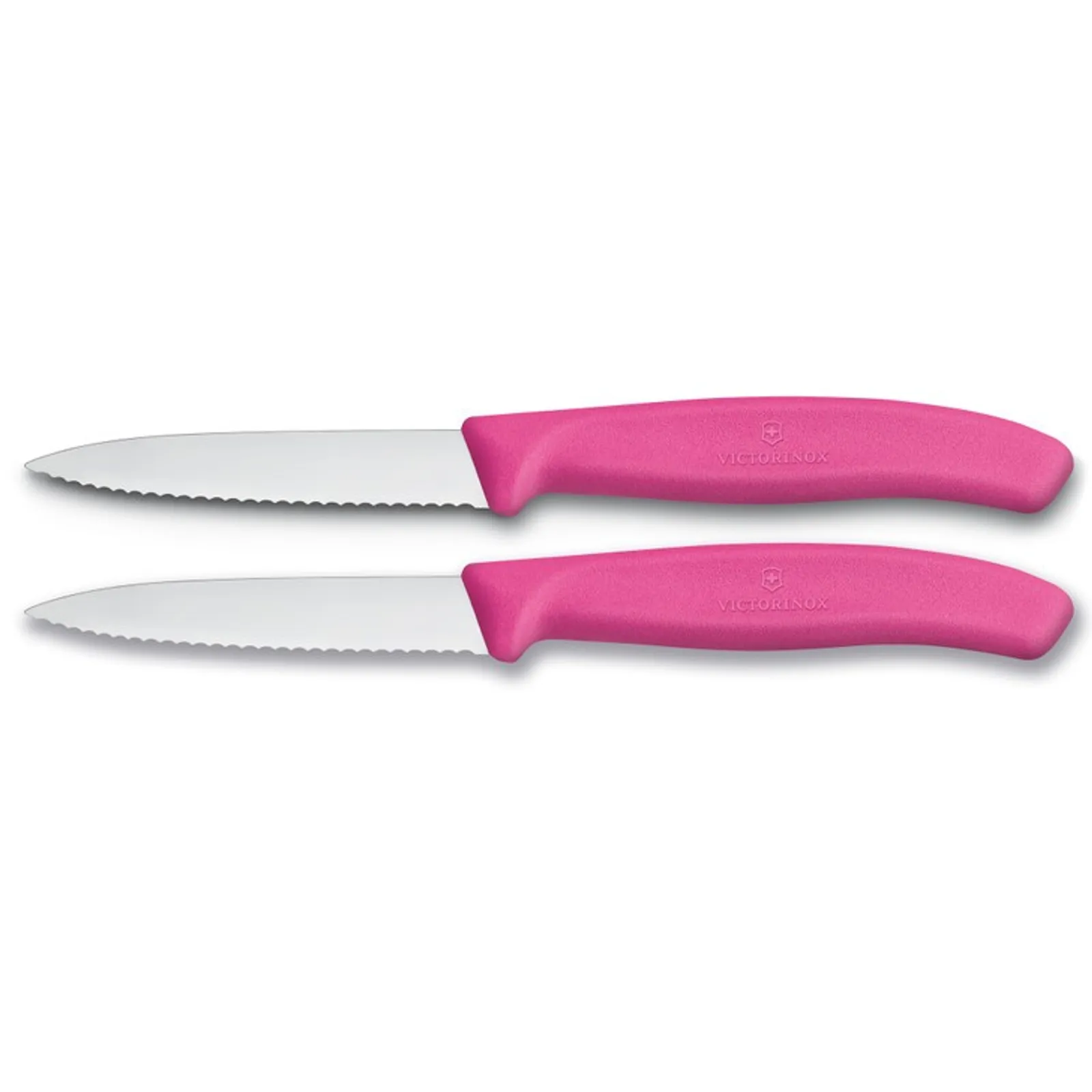 Victorinox 6.7636.L115B - Paring Knife, 8 cm Pointed Tip, Wavy Edge, 2 pc Set, Classic Pink