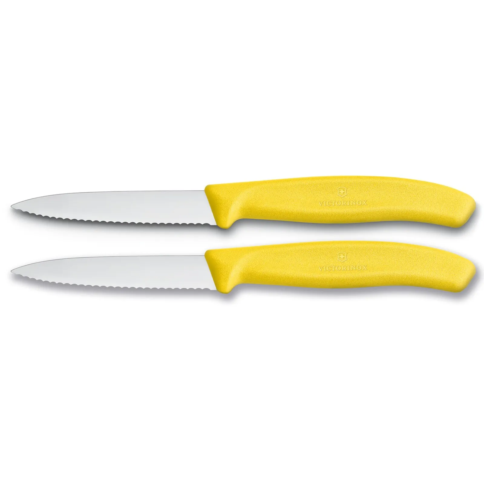 Victorinox 6.7636.L118B - Paring Knife, 8 cm Pointed Tip, Wavy Edge, 2 pc Set, Classic Yellow