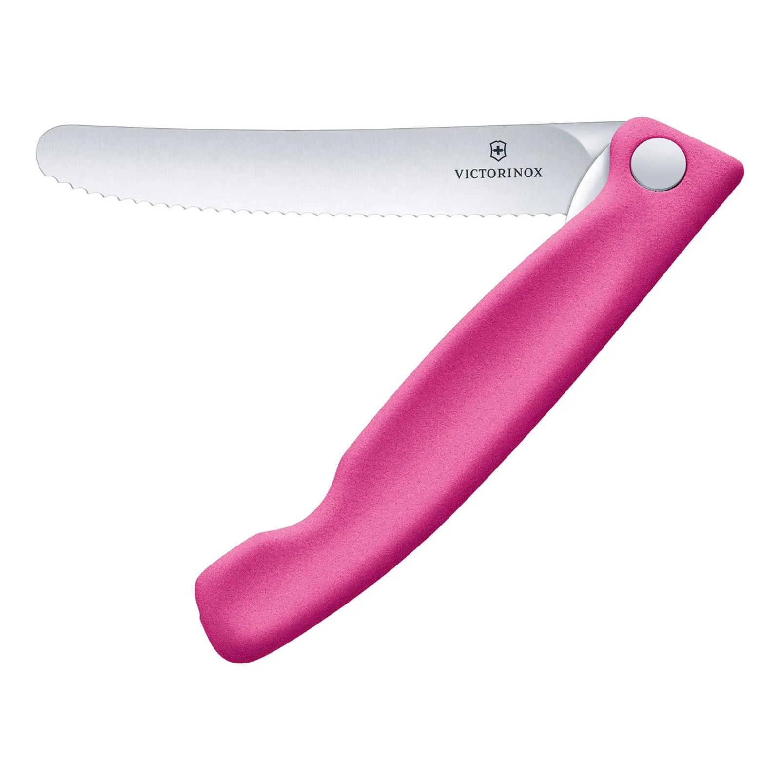 Victorinox 6.7836.F5B - Swiss Classic Foldable Paring Knife, Wavy Edge, 11cm, Pink