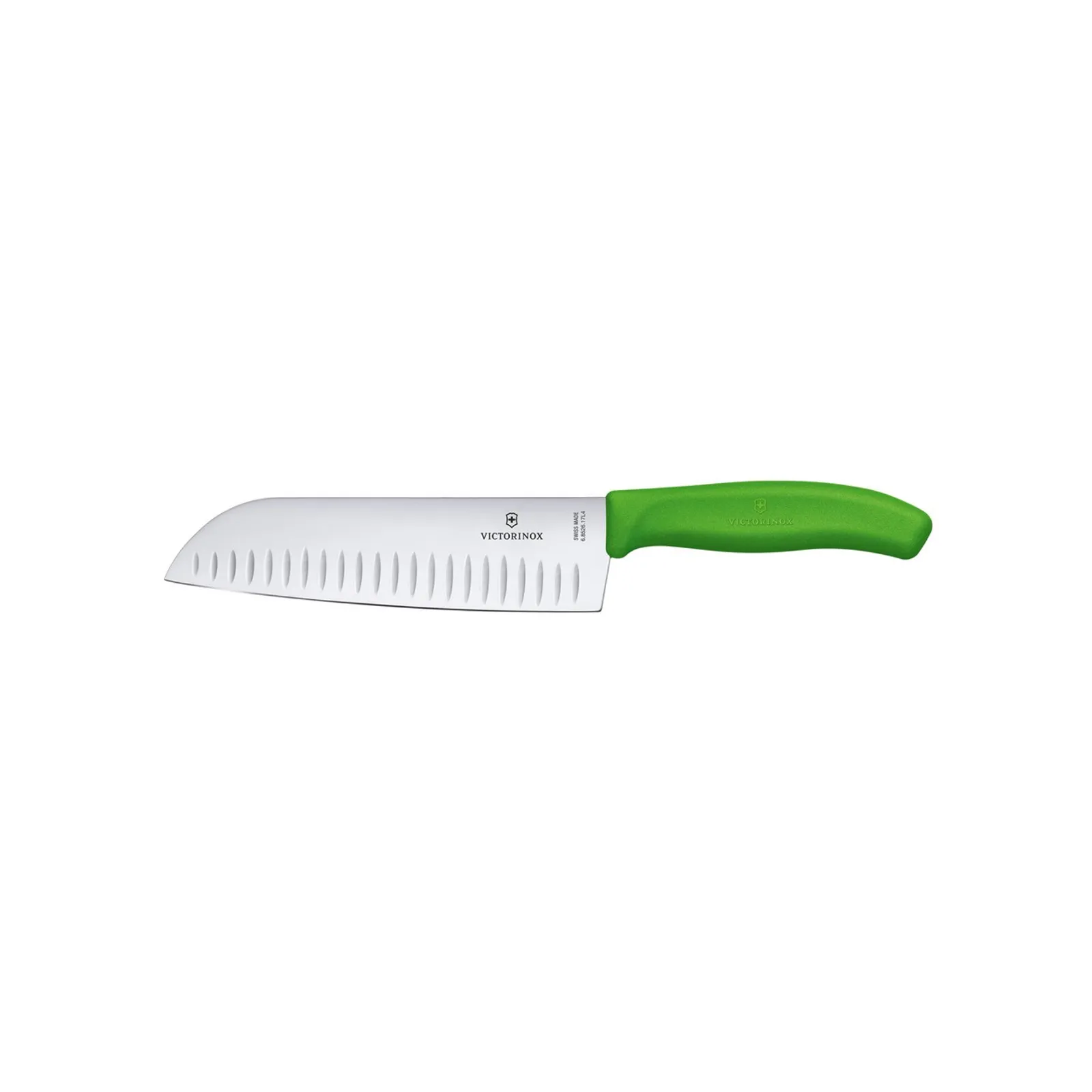 Victorinox 6.8526.17L4B - Santoku Knife, 17cm, Fluted Wide Blade, Classic, Green, Blister