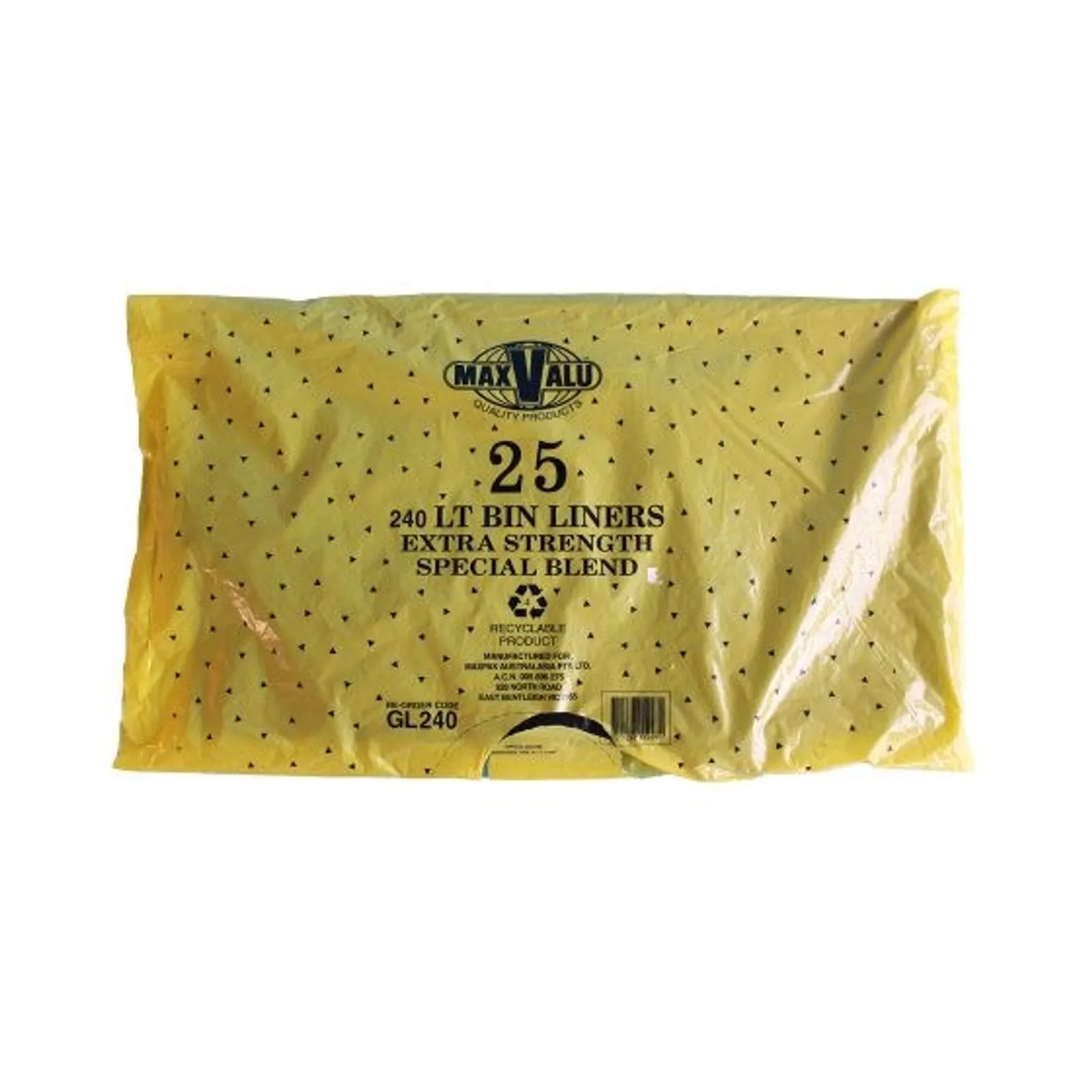 MaxValu GL240RS - 240L Extra Strength Bin Liner Roll 147x57+56cm 100/Roll