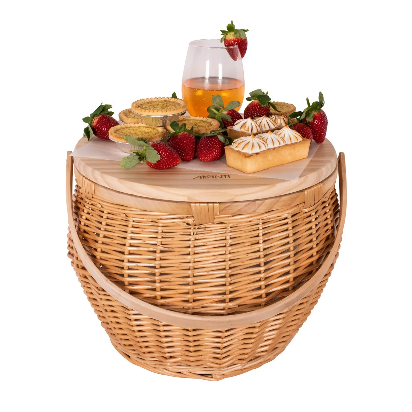 Avanti 60379 - Pinewood Top Round Insulated Picnic Basket - Flora