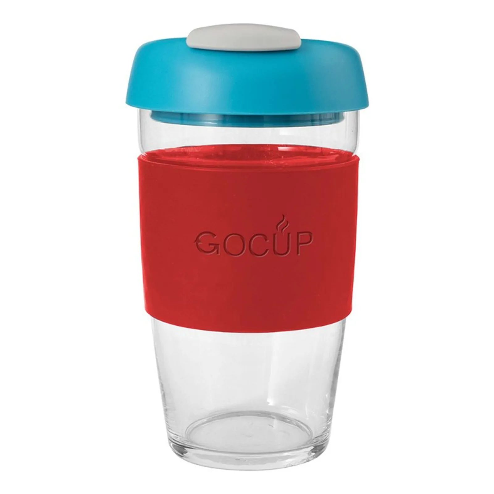 Avanti 13848 - Glass GoCup, 473ml/16oz - Red / Aqua / Grey