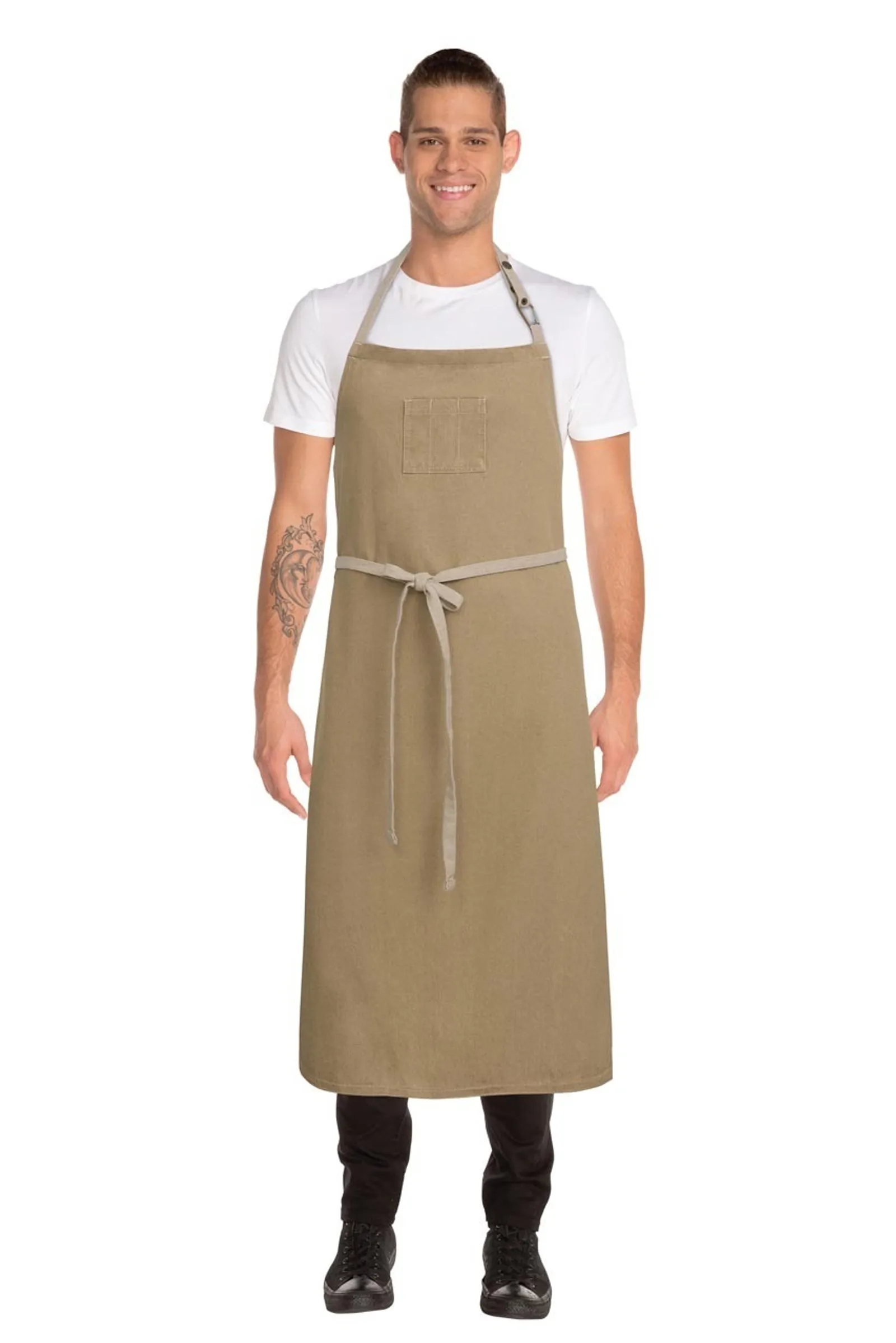 Chef Works ABCCD006-NAT Austin Large Bib Apron