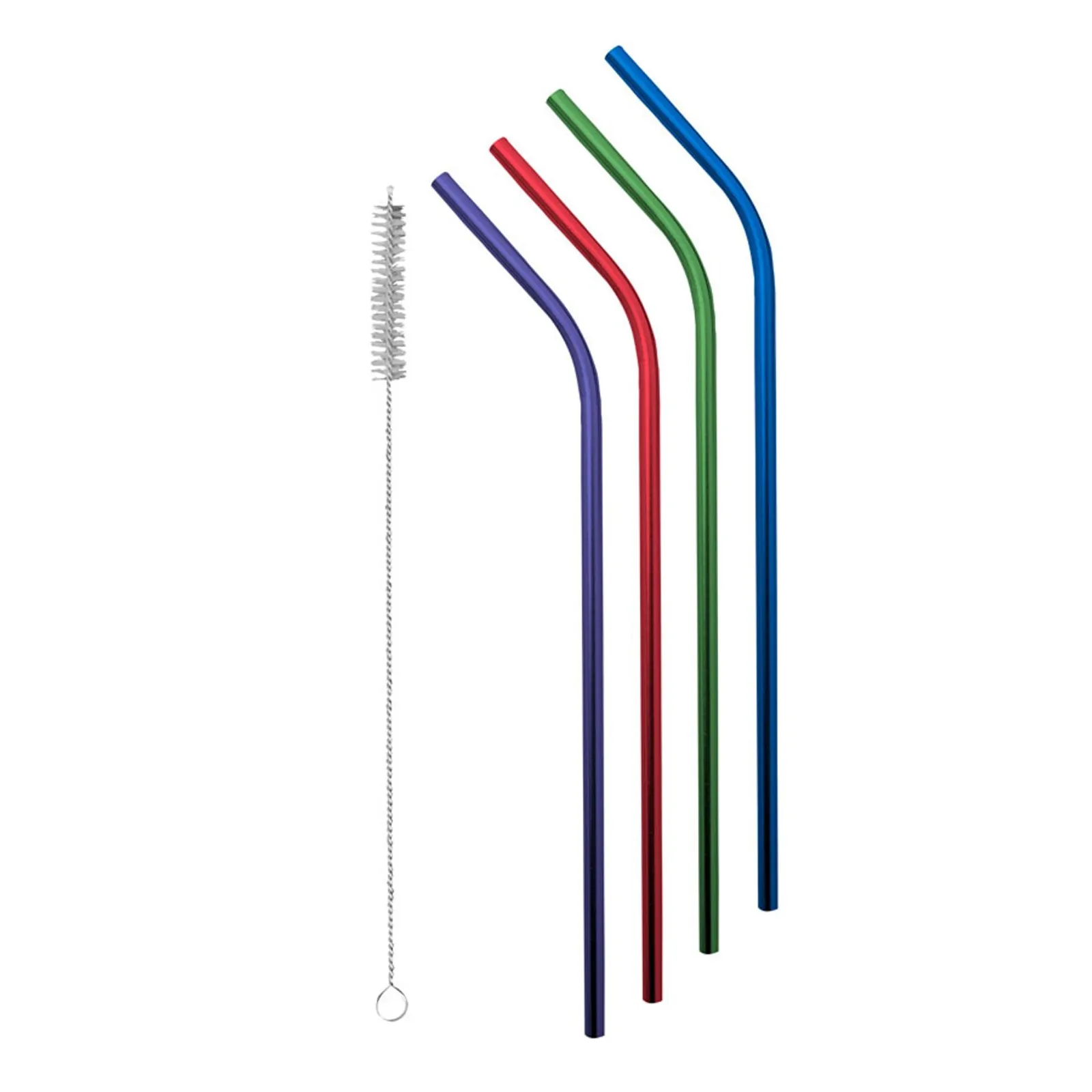 Avanti 14901 - Stainless Steel Straws with Cleaning Brush, Set of 4 - Primary