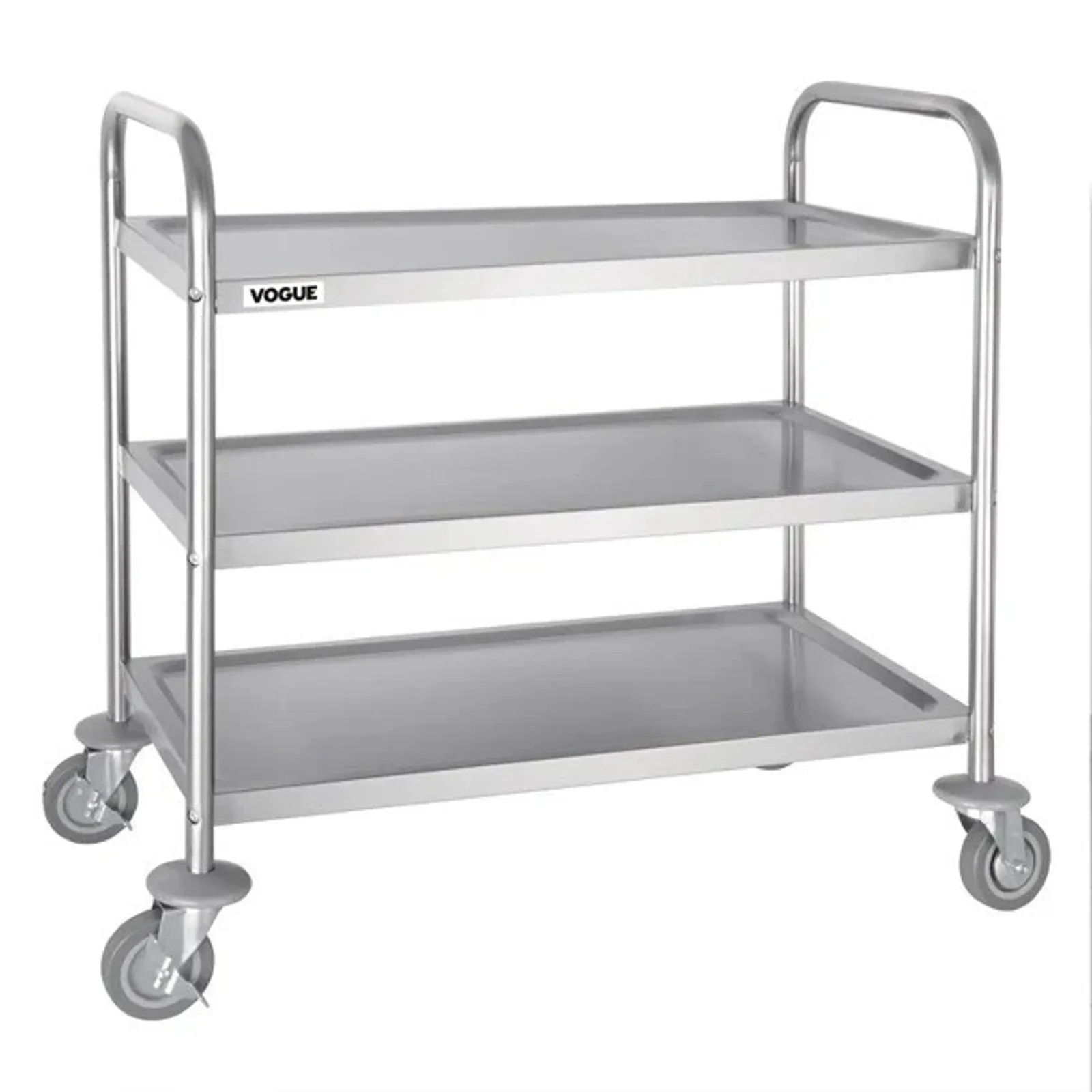 Vogue F994 - Stainless Steel 3 Tier Clearing Trolley Medium