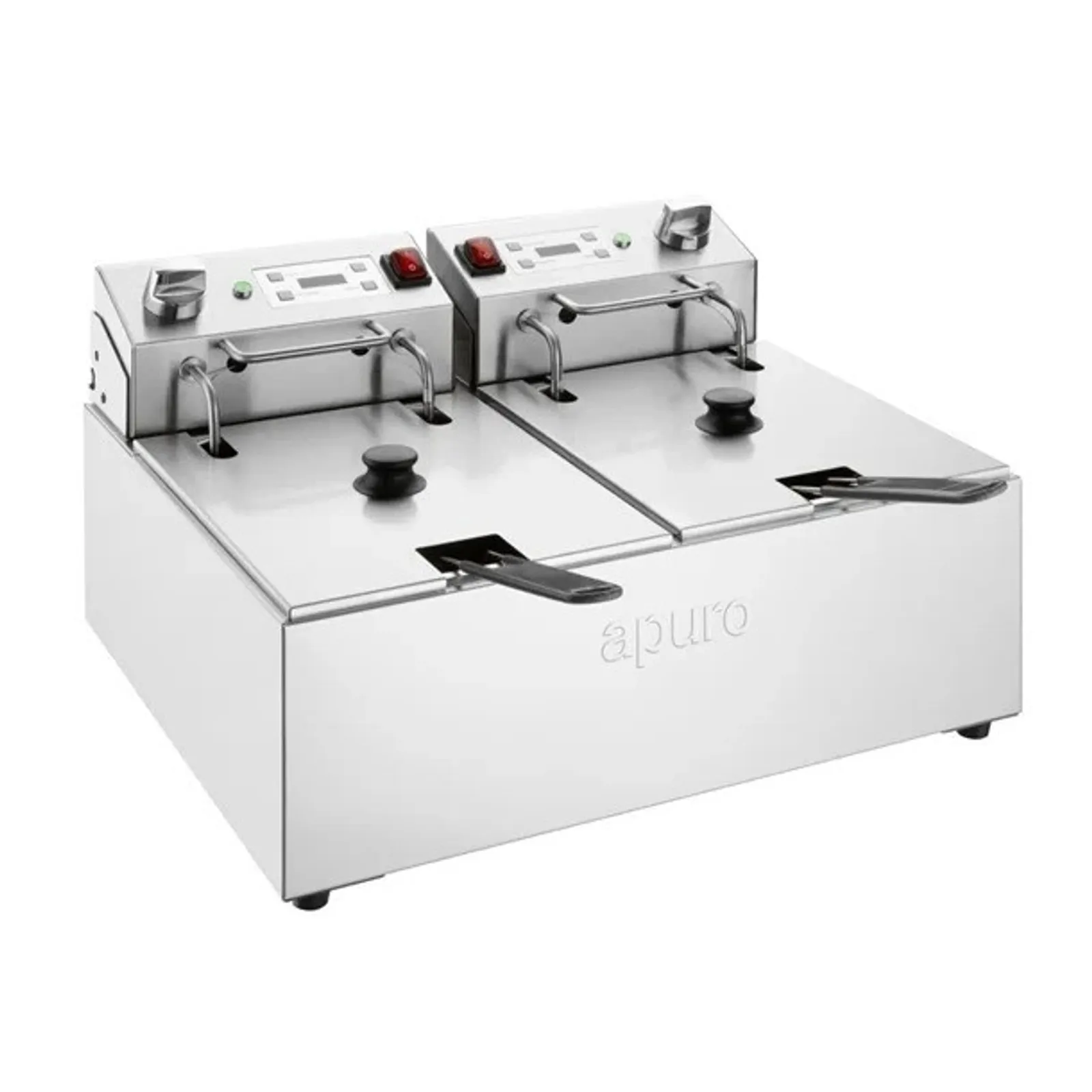 Apuro CU624-A - Double Electric Fryer with Timer 2x5Ltr