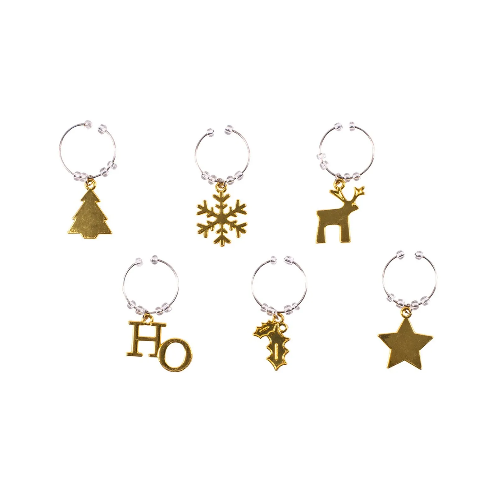 Avanti 15122 - Wine Charms - Golden Christmas - Set of 6