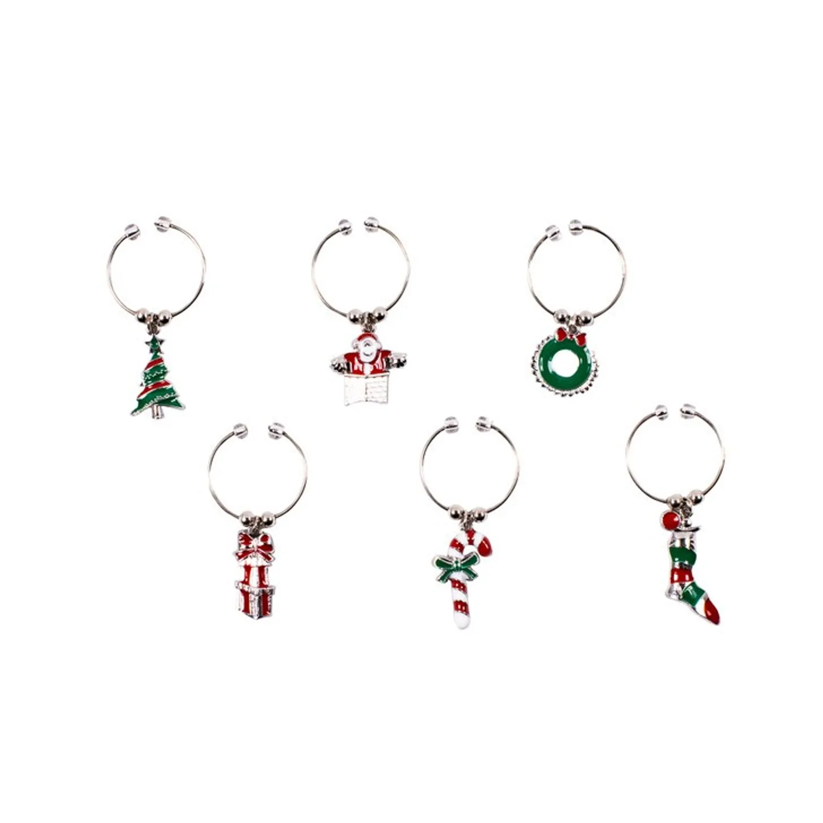 Avanti 15123 - Wine Charms -  Enamelled Christmas - Set of 6